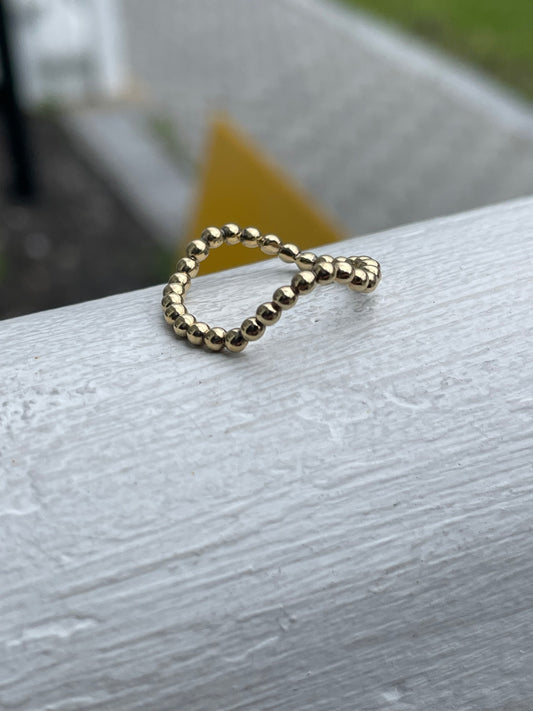 925 Sterling Silver Wavy Beaded Band Ring Size 6