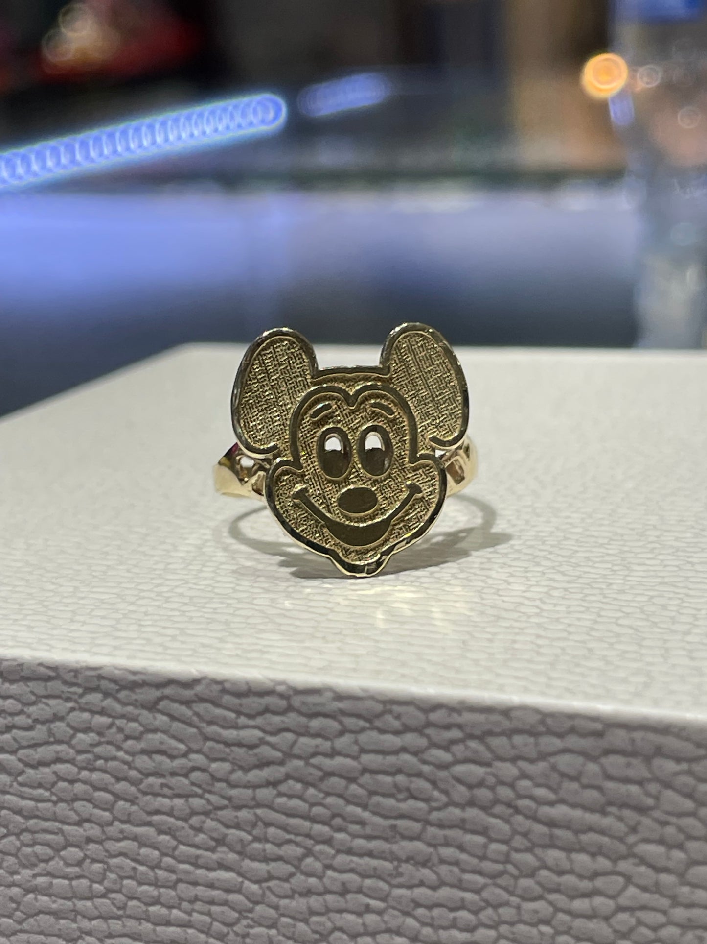 10k Gold Vintage 90s Mickey Mouse Head Signet Ring Size 7