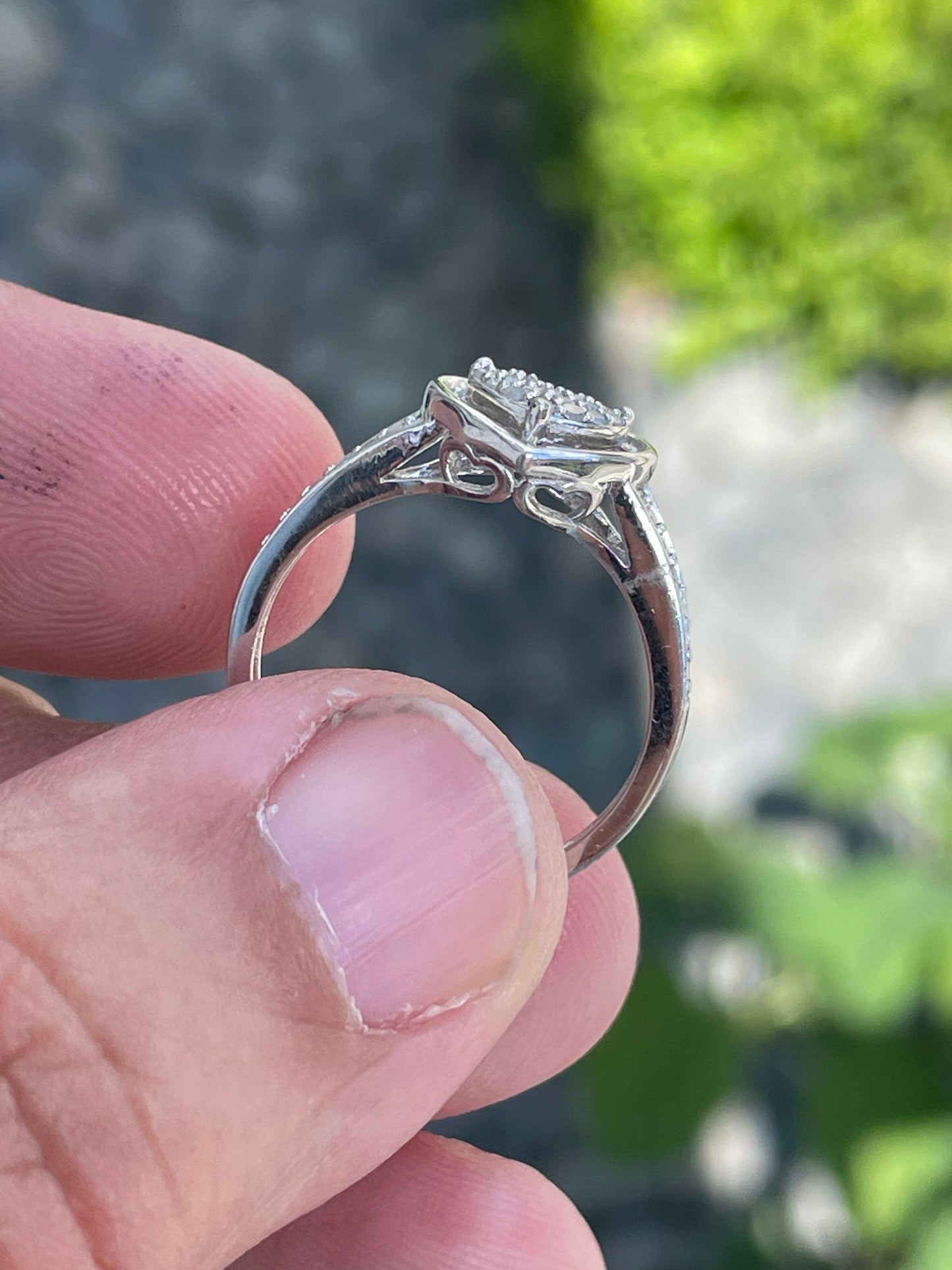 925 Sterling Silver Natural Diamond Heart Ring Size 7