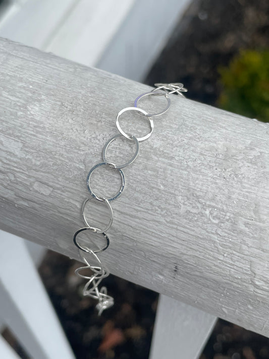925 Sterling Silver Circle upon Circle Bracelet 7.5”