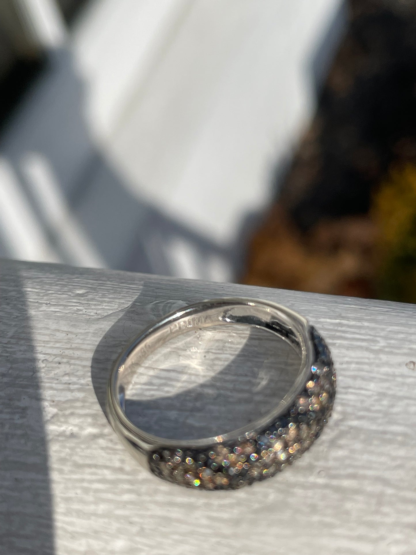 Designer Prima 14k White Gold Chocolate & Black Diamond Band Ring Size 7