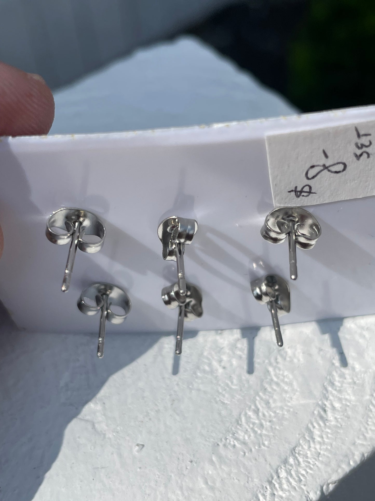 Stainless Steel 3pair Set Graduated Ball Stud Earrings