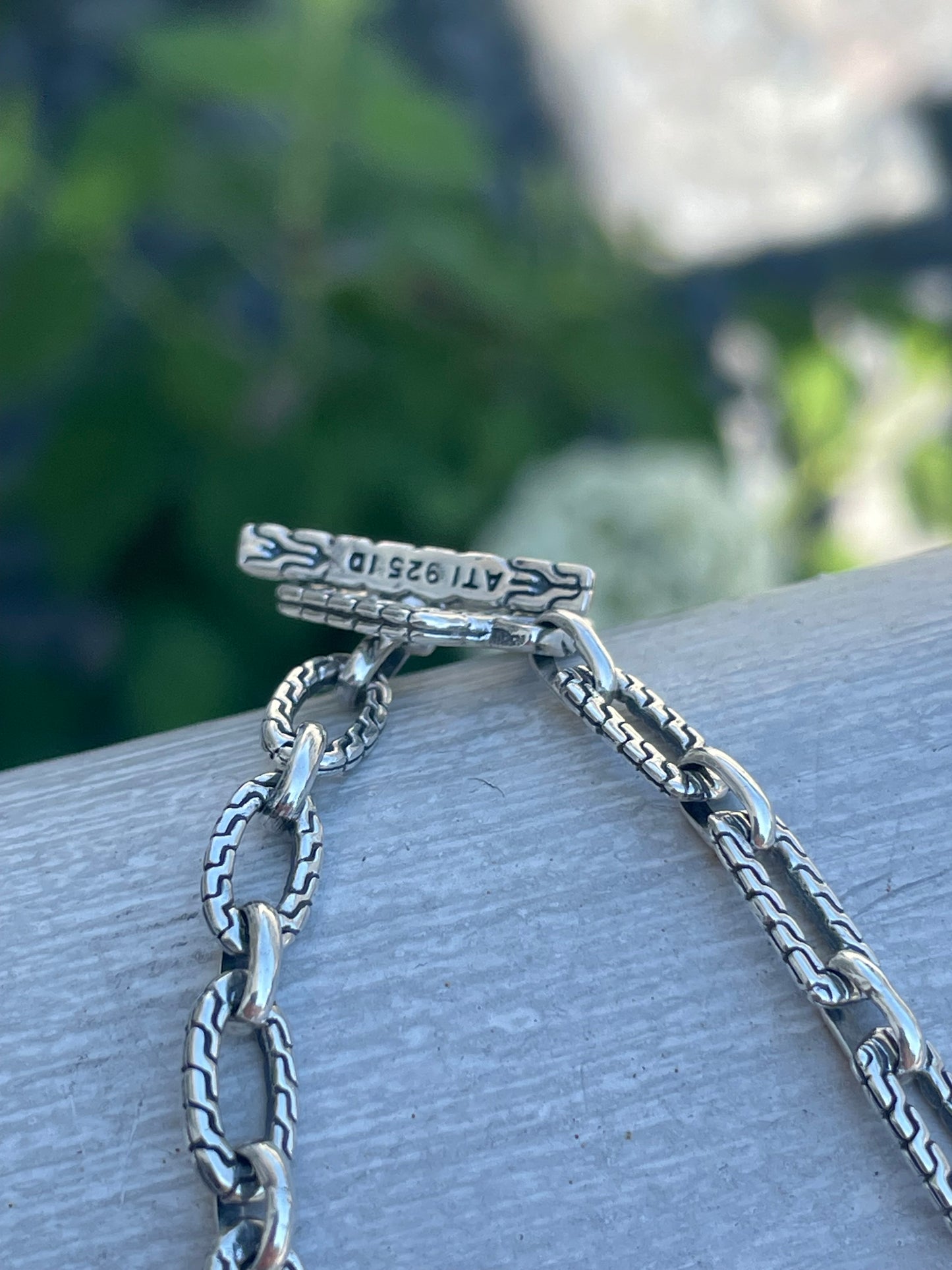 Designer ATR Silver Rectangle Link Toggle Bracelet 7.5”