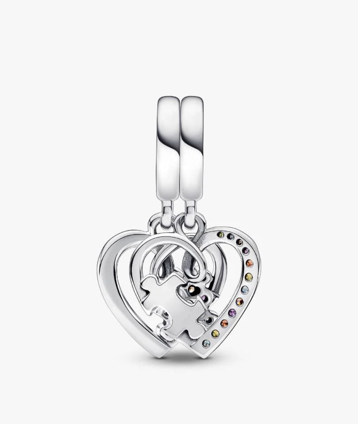 Puzzle Piece Hearts Splittable Friendship Dangle Charm 792239C01
