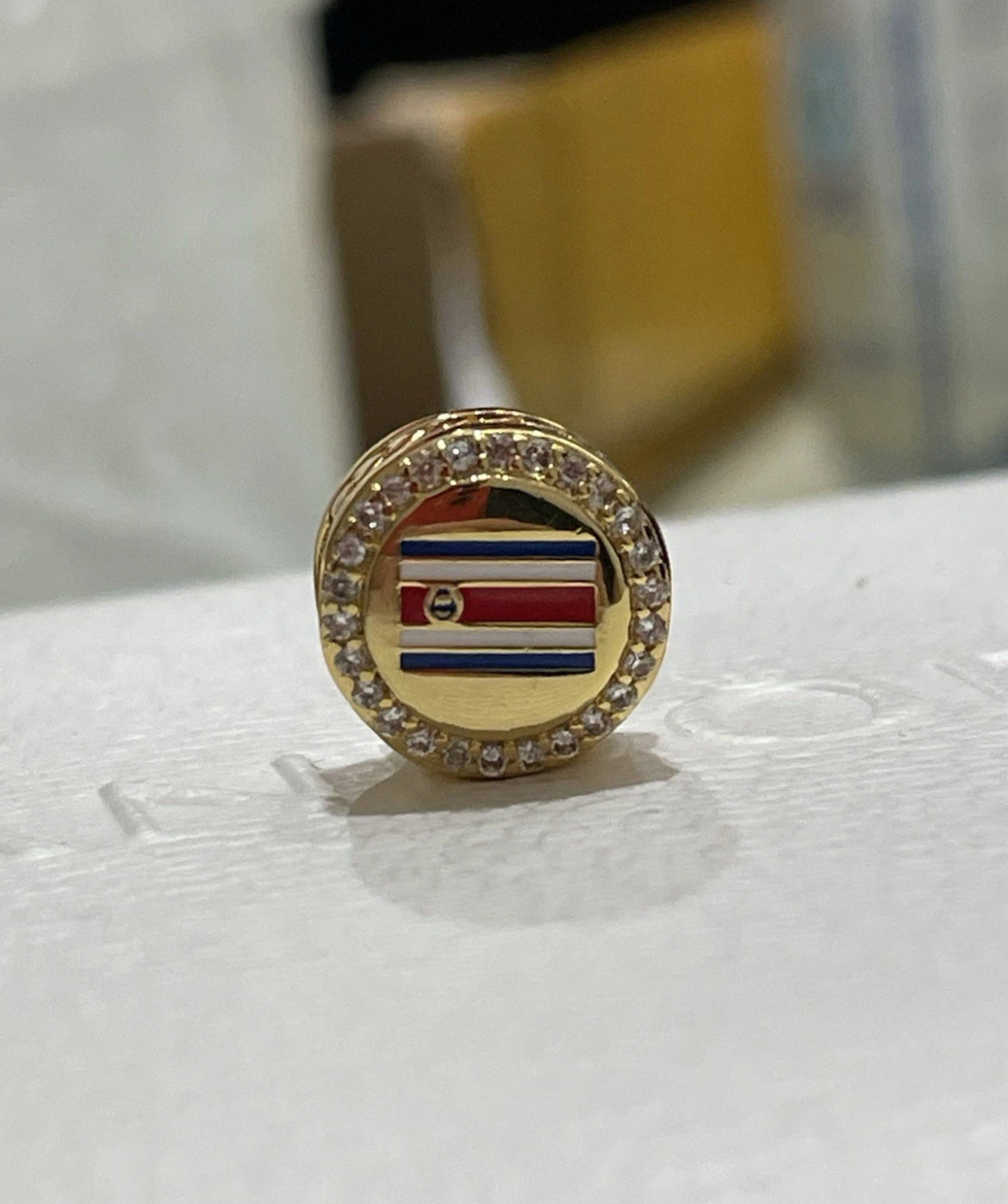 Pandora Costa Rica Country Flag Exclusive Gold Shine Travel Signet Charm