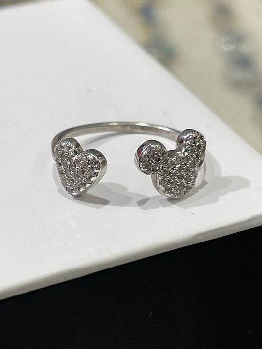 Disney Mickey 925 Sterling Silver Zirconia Wraparound ring