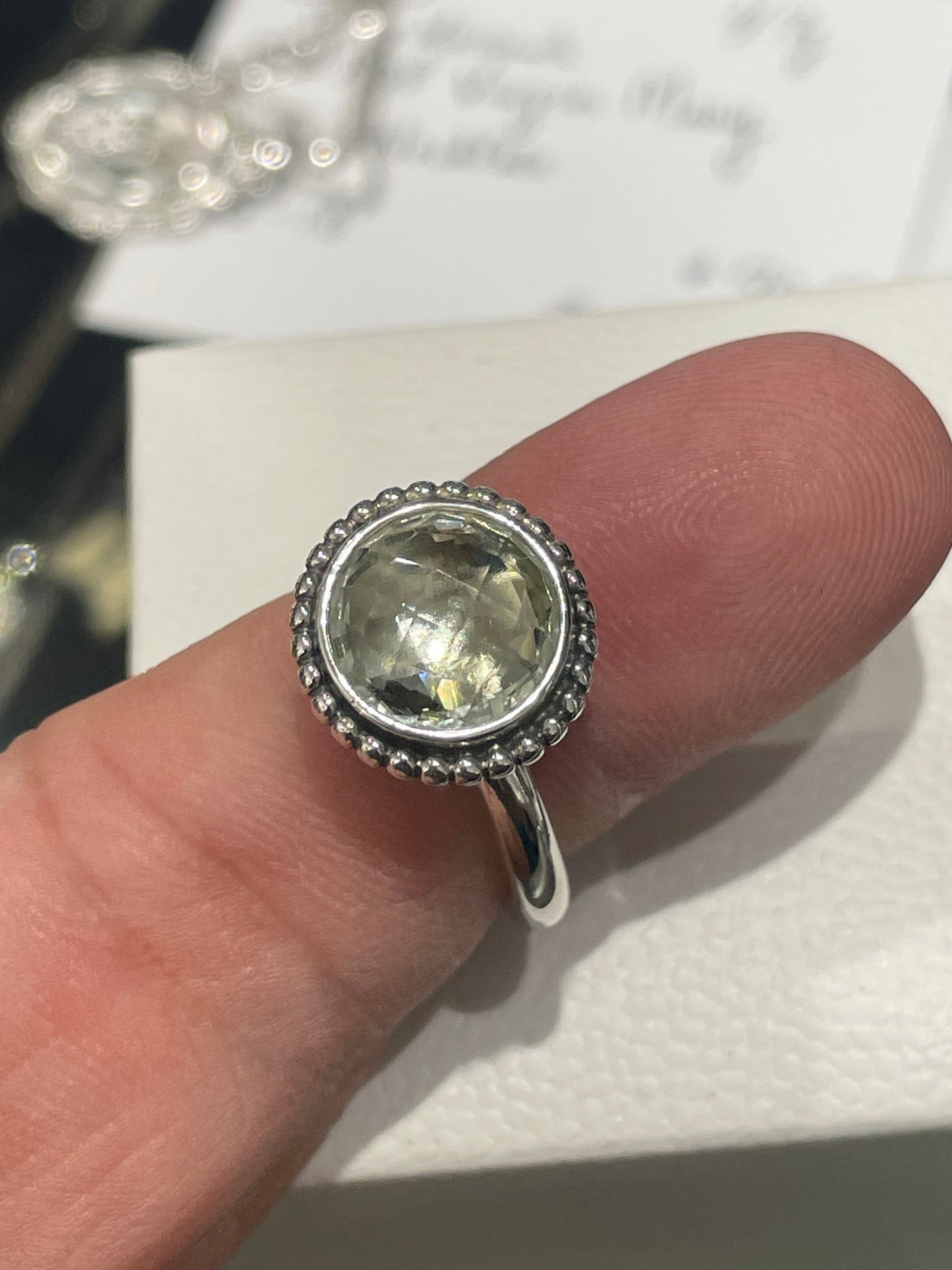 Retired Pandora Autumn Sky Ring Green Amethyst Size 6