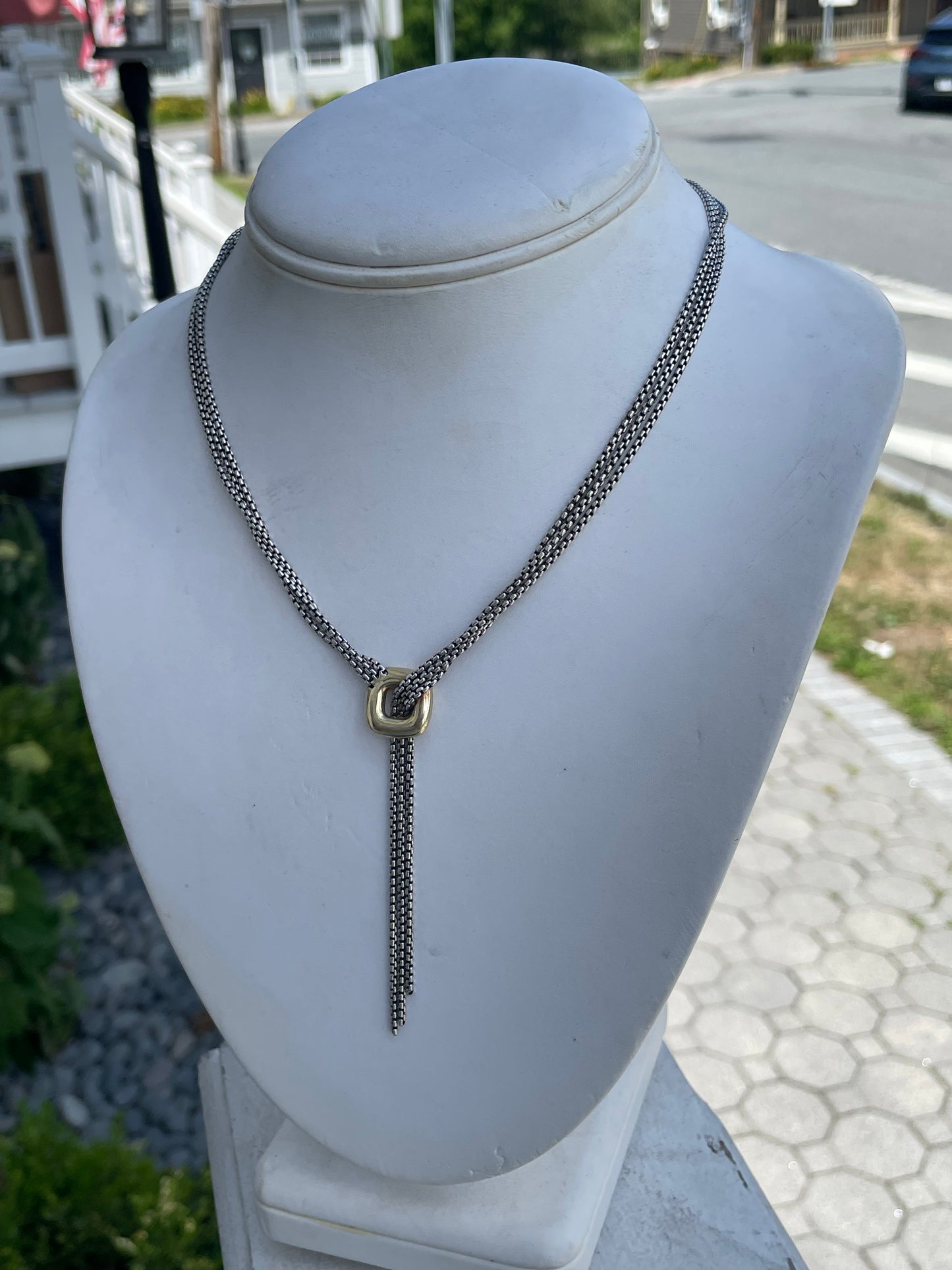 Retired David Yurman Multi Cable Strand Tassel Necklace 15” + 3” plunge