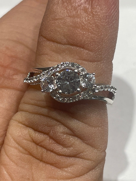 925 Sterling Silver Clear Zirconia Infinity Love Ring