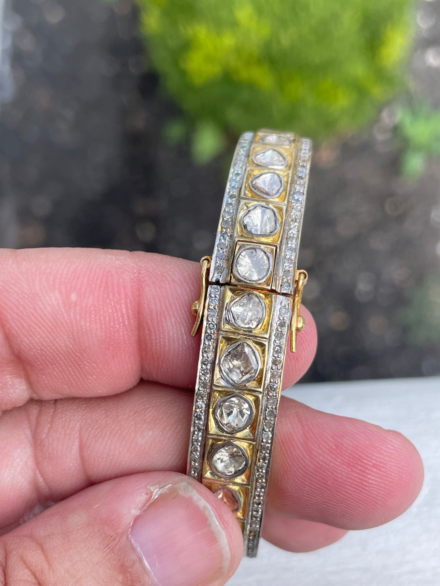 Vermeil 20.00ct Natural Diamond Bangle Bracelet 7”