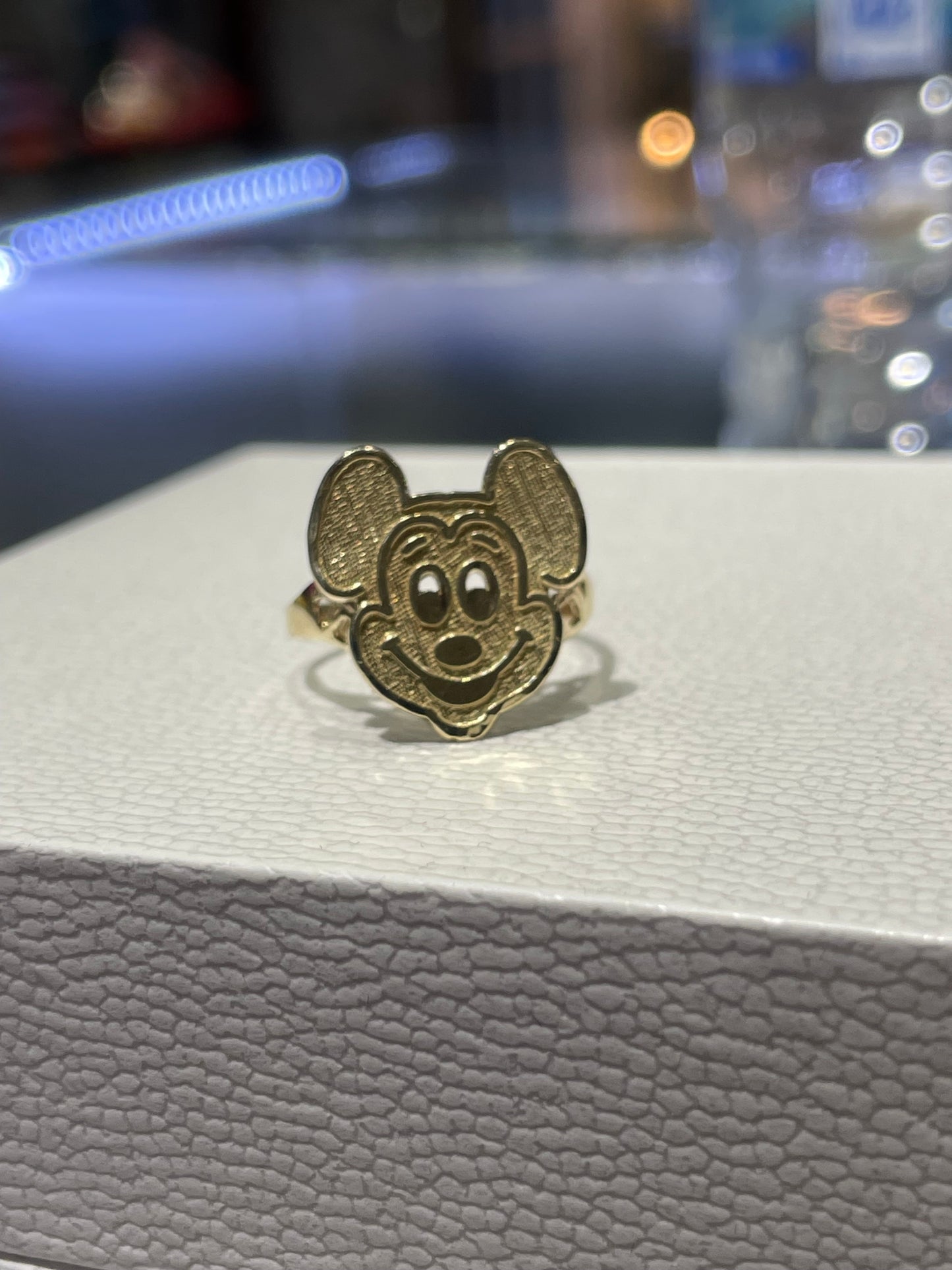 10k Gold Vintage 90s Mickey Mouse Head Signet Ring Size 7