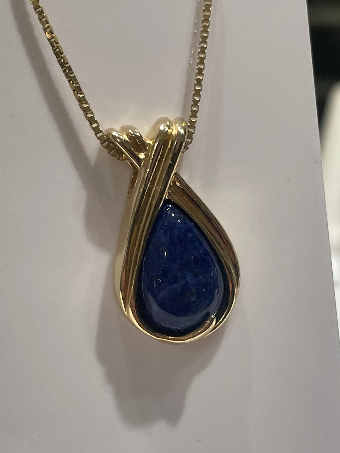 Designer UTC 925 Sterling Silver Vermeil Pear Shape Sodalite Necklace