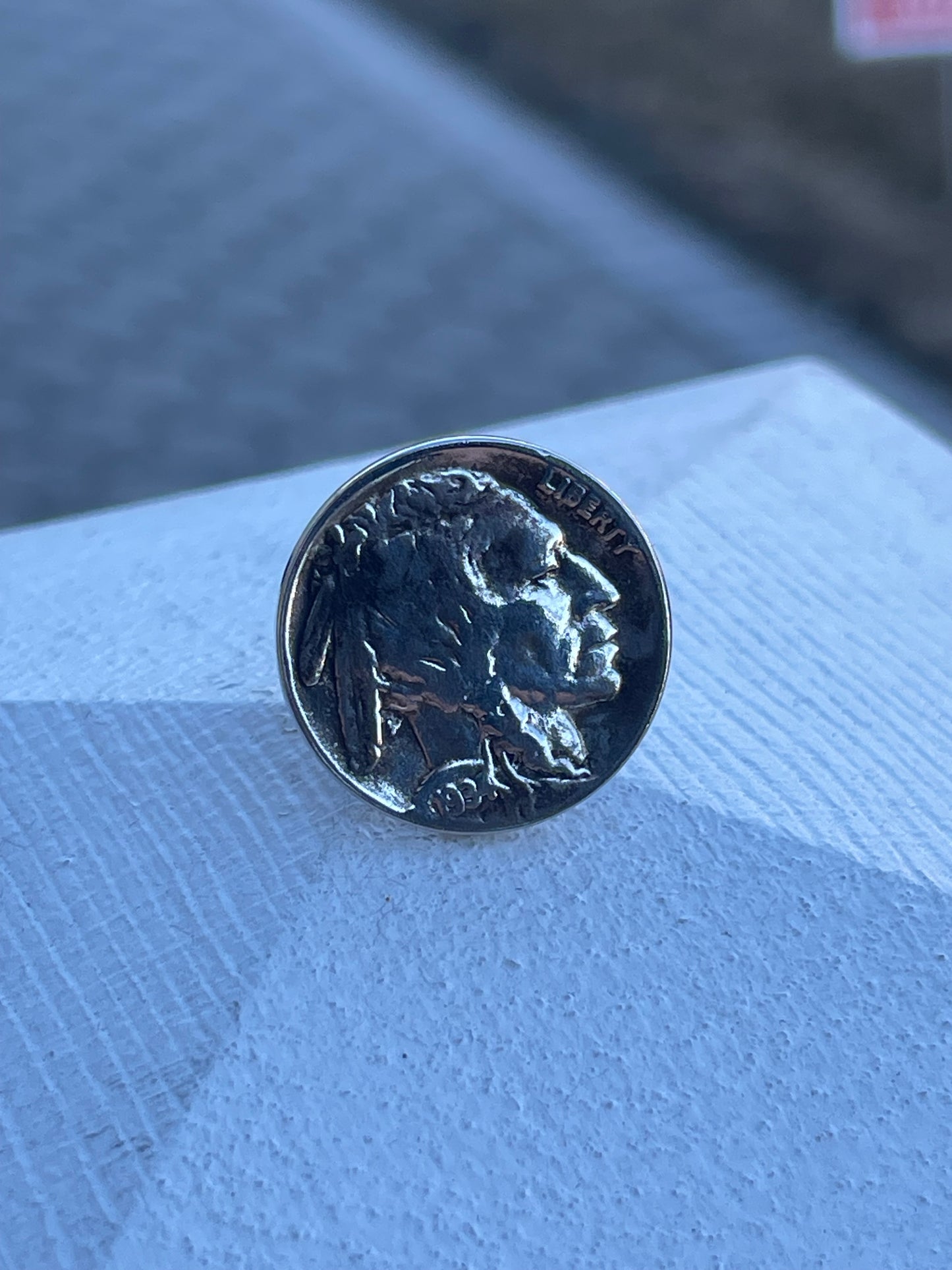 925 Sterling Silver 1934 Buffalo Nickel Coin Ring Size 5