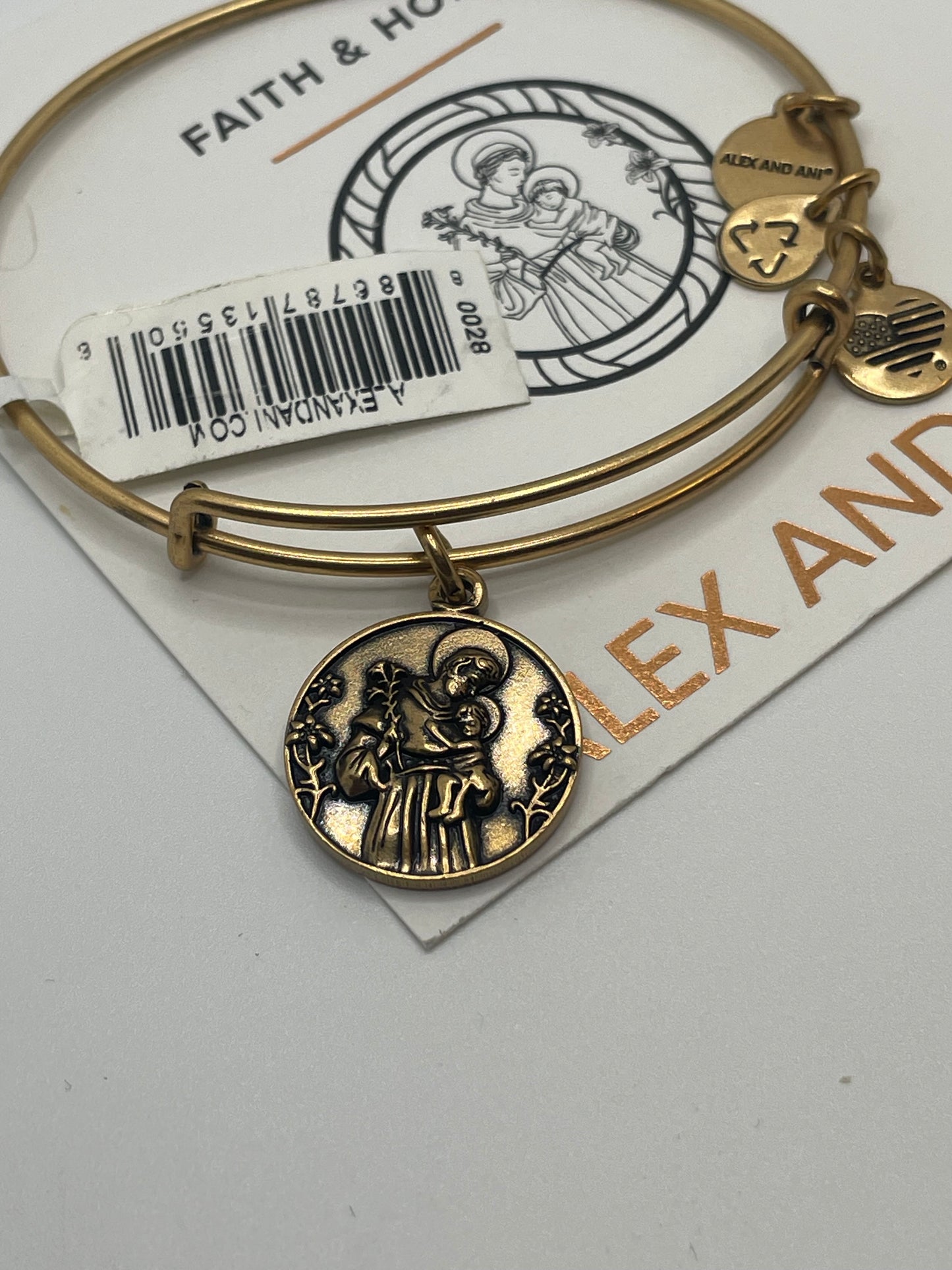Alex and Ani Gold Color Saint Anthony Bracelet ~ New with tags