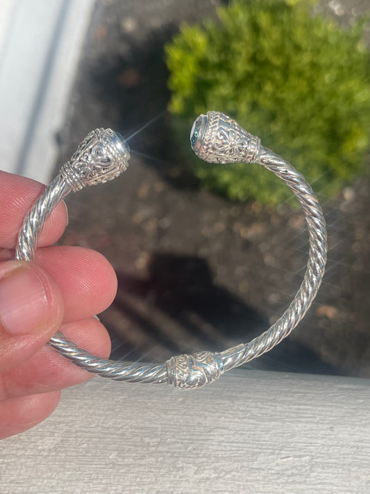 Designer Sarda 925 Sterling Silver Blue Topaz Bracelet