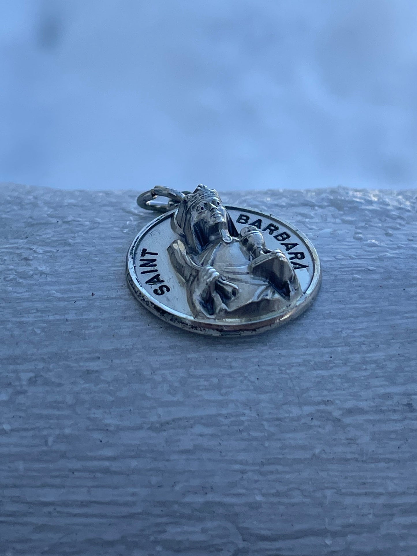 925 Sterling Silver Designer Creed Saint Barbara Pendant Charm