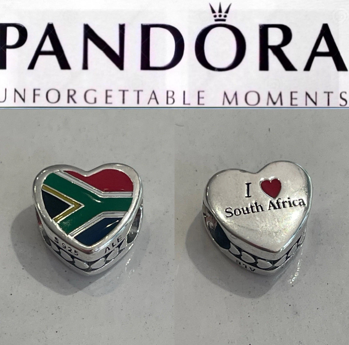 Rare Pandora South Africa Country Exclusive Heart Flag Charm