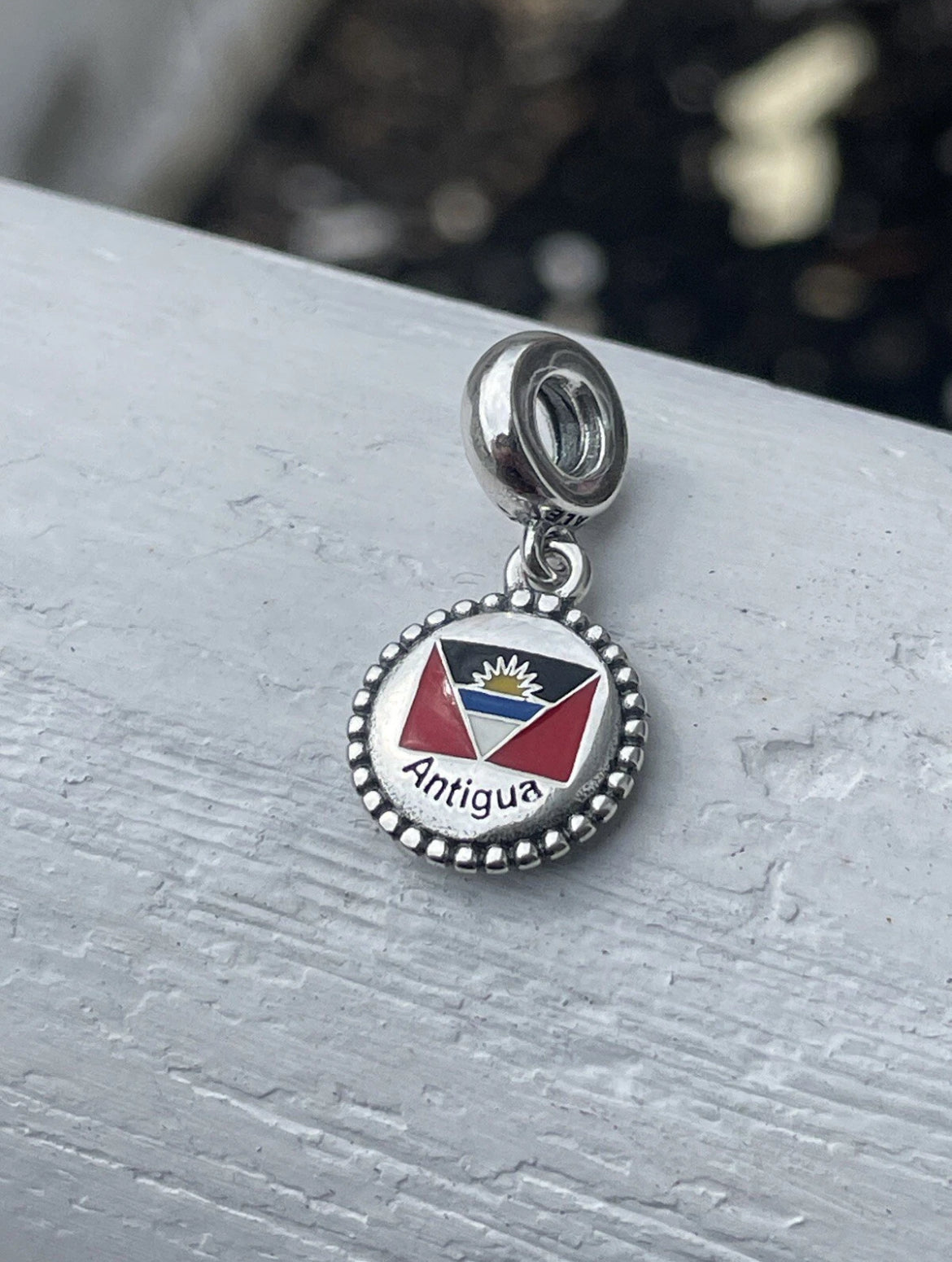 Rare PANDORA Country Of Antigua & Barbuda EXCLUSIVE Flag Enamel Dangle CHARM