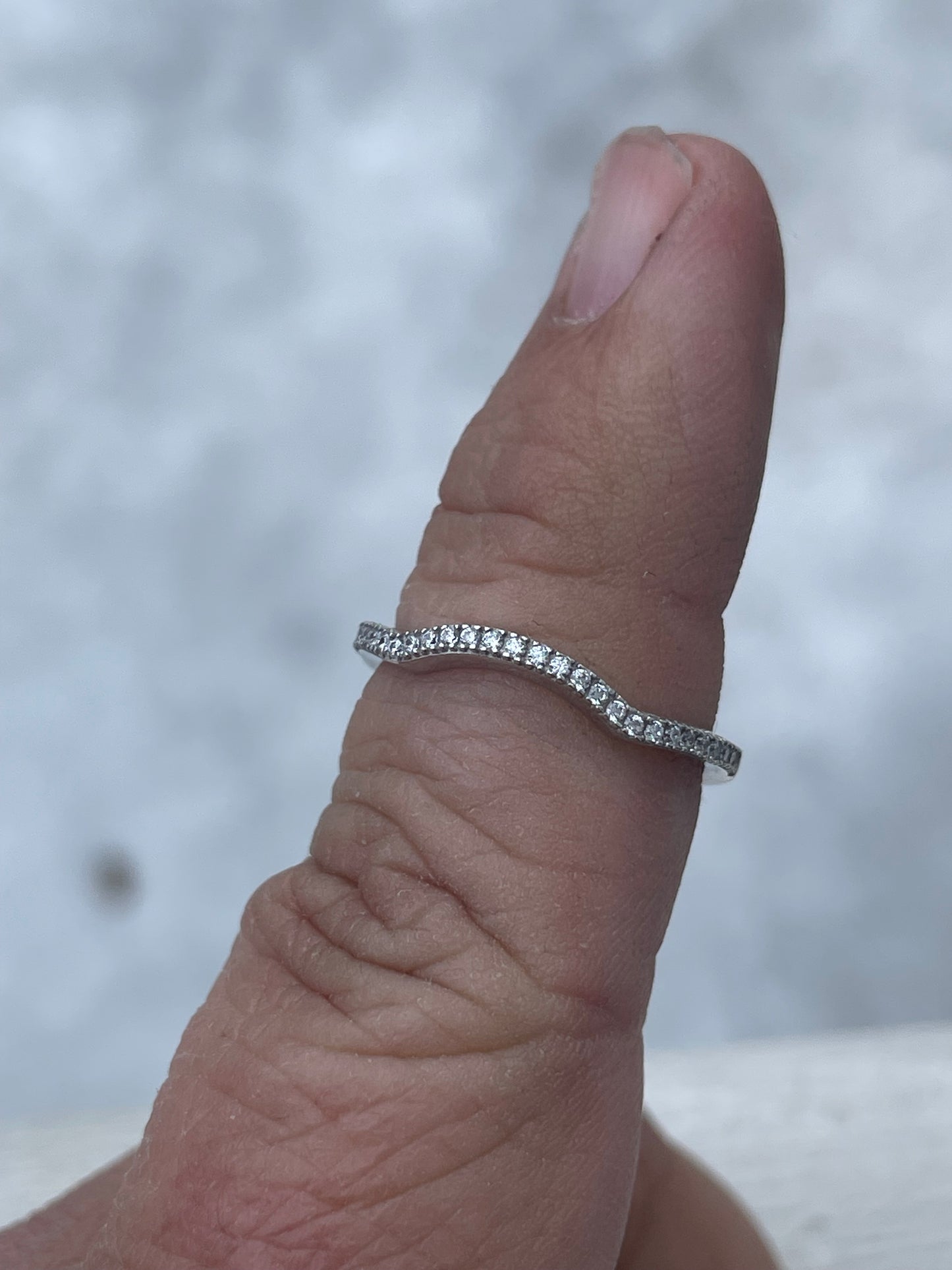 925 Sterling Silver Cz Wavy Stack Ring Size 7