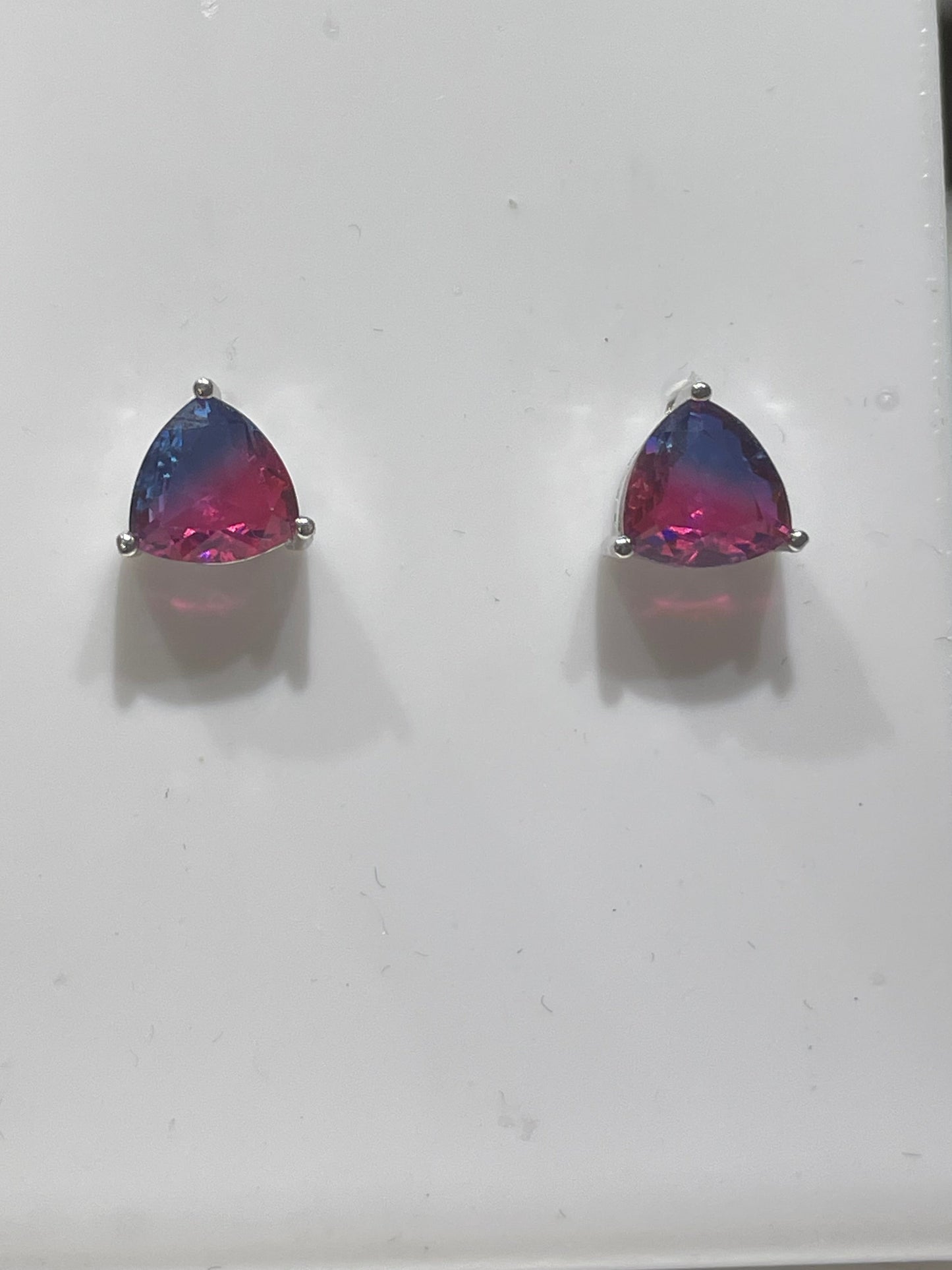 925 Sterling Silver Bi-Color Quartz Stud Earrings