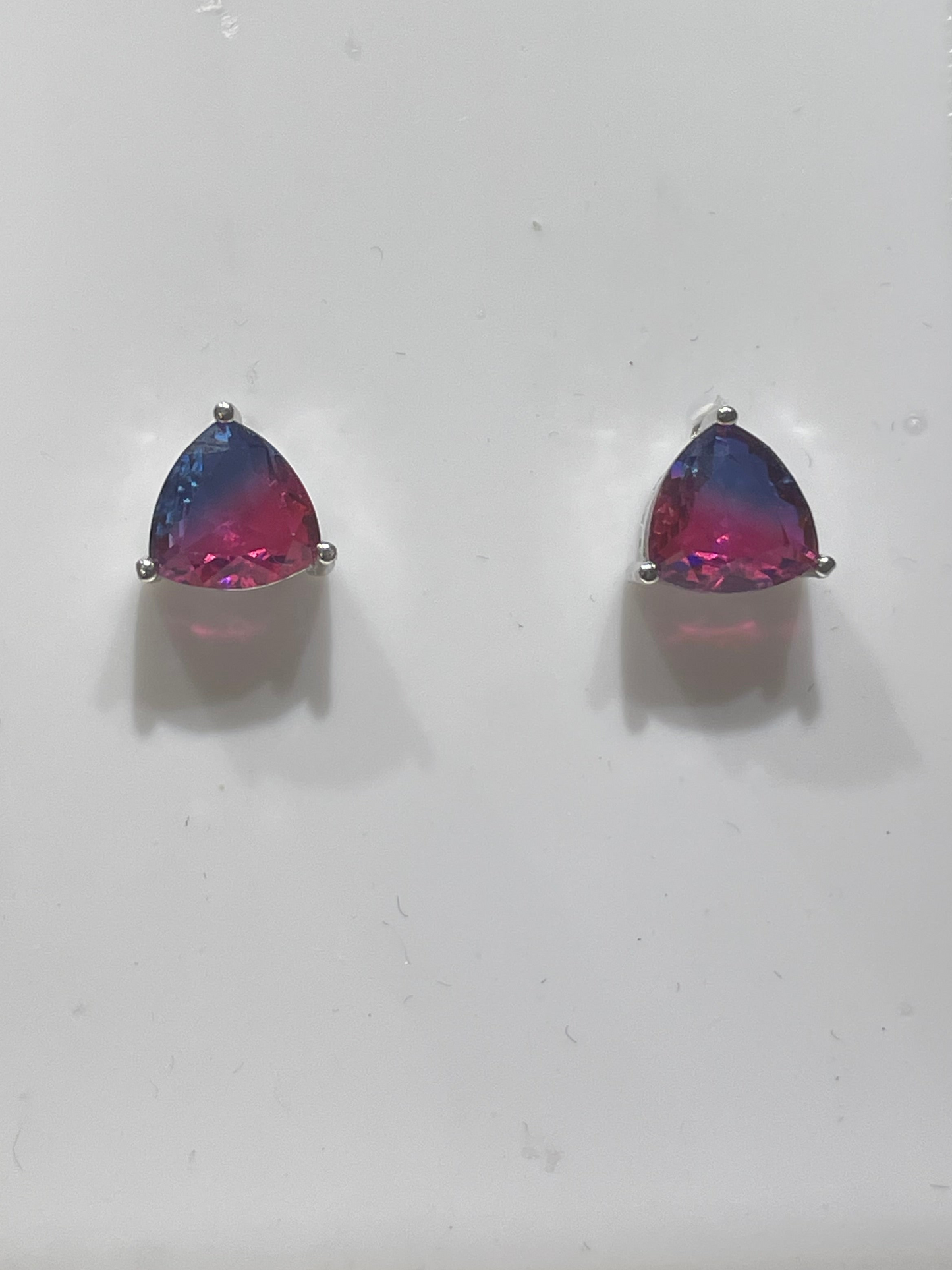 925 Sterling Silver Bi-Color Quartz Stud Earrings