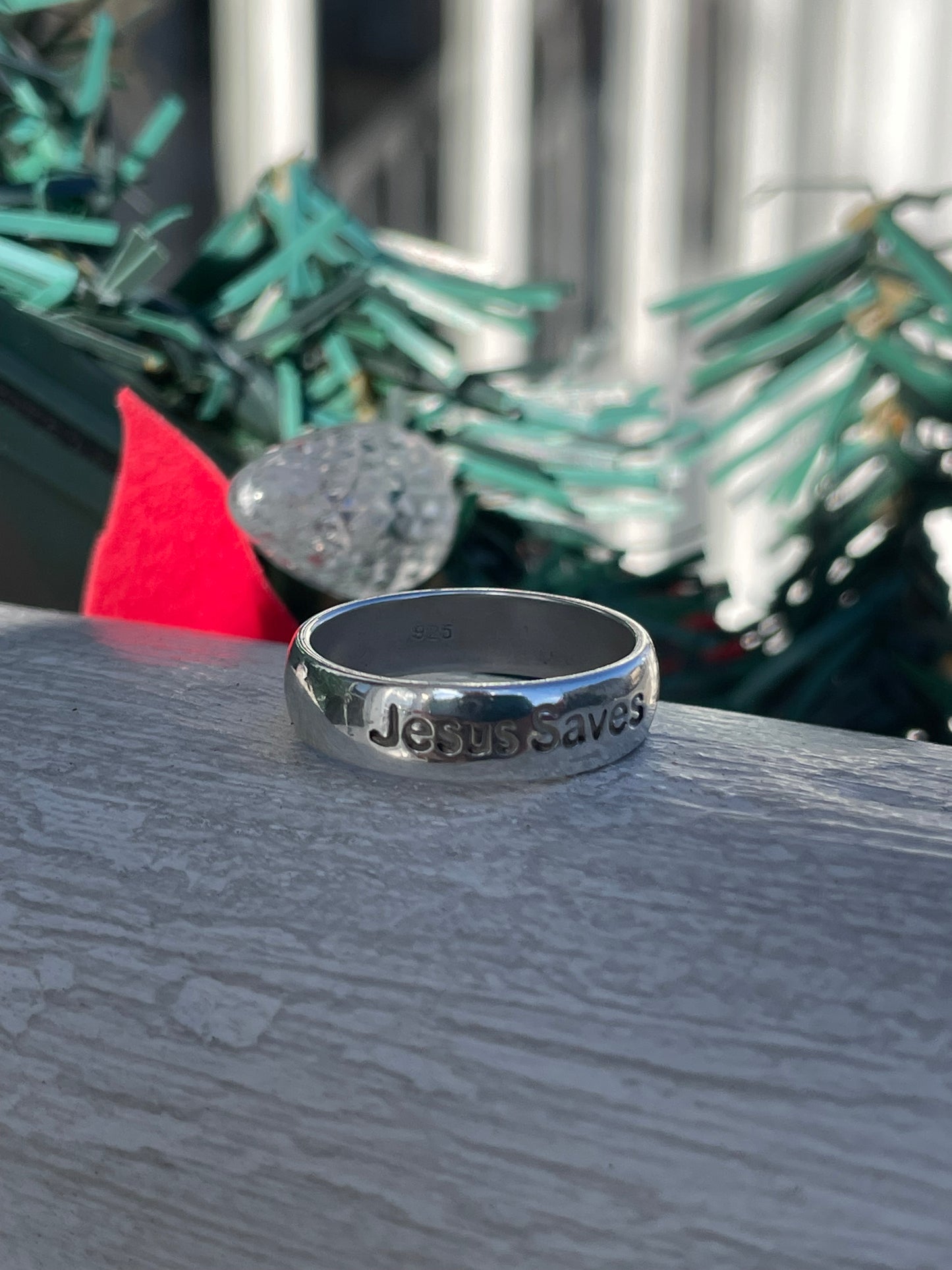 925 Sterling Silver Jesus Saves Solid Band Ring Size 7