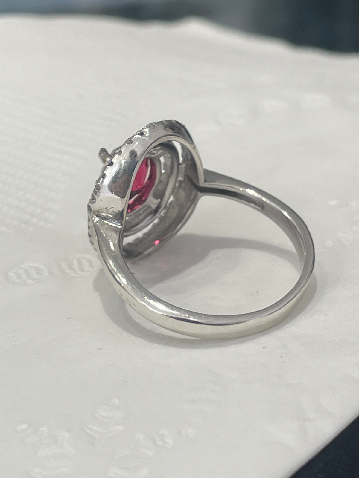 925 Sterling Silver Simulated Ruby & Clear Zirconia Statement Ring