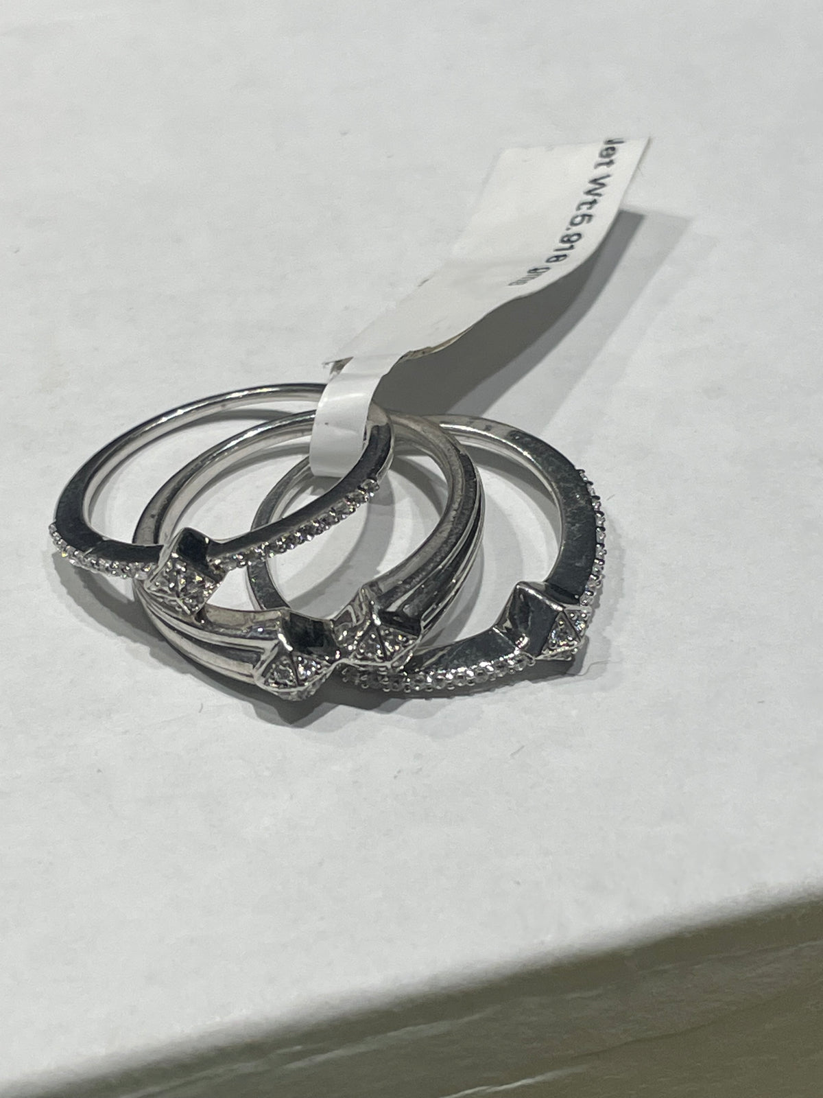 925 Sterling Silver 3pc Lot Clear Zirconia Stack Rings Size 7