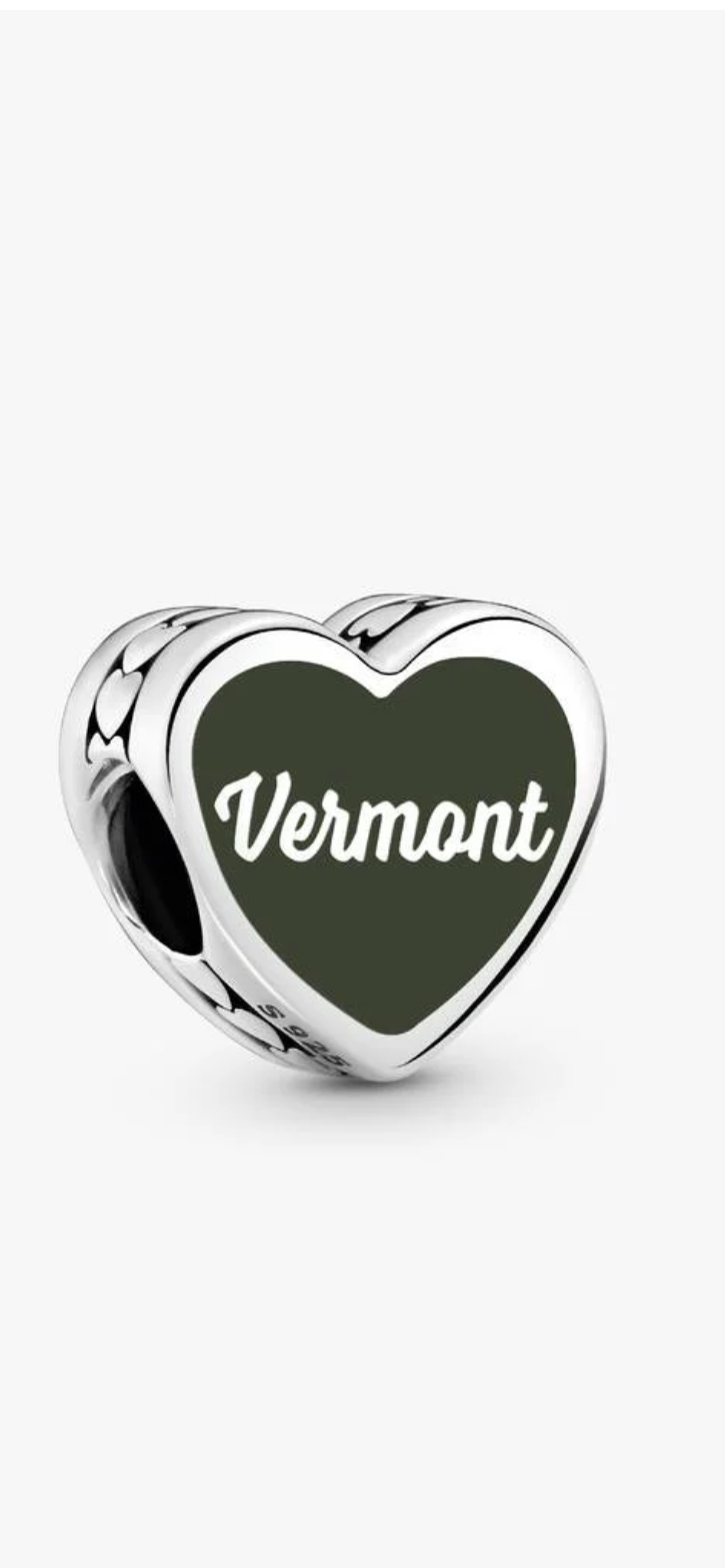 Pandora State of Vermont Exclusive Scenic Logo Travel Heart Charm