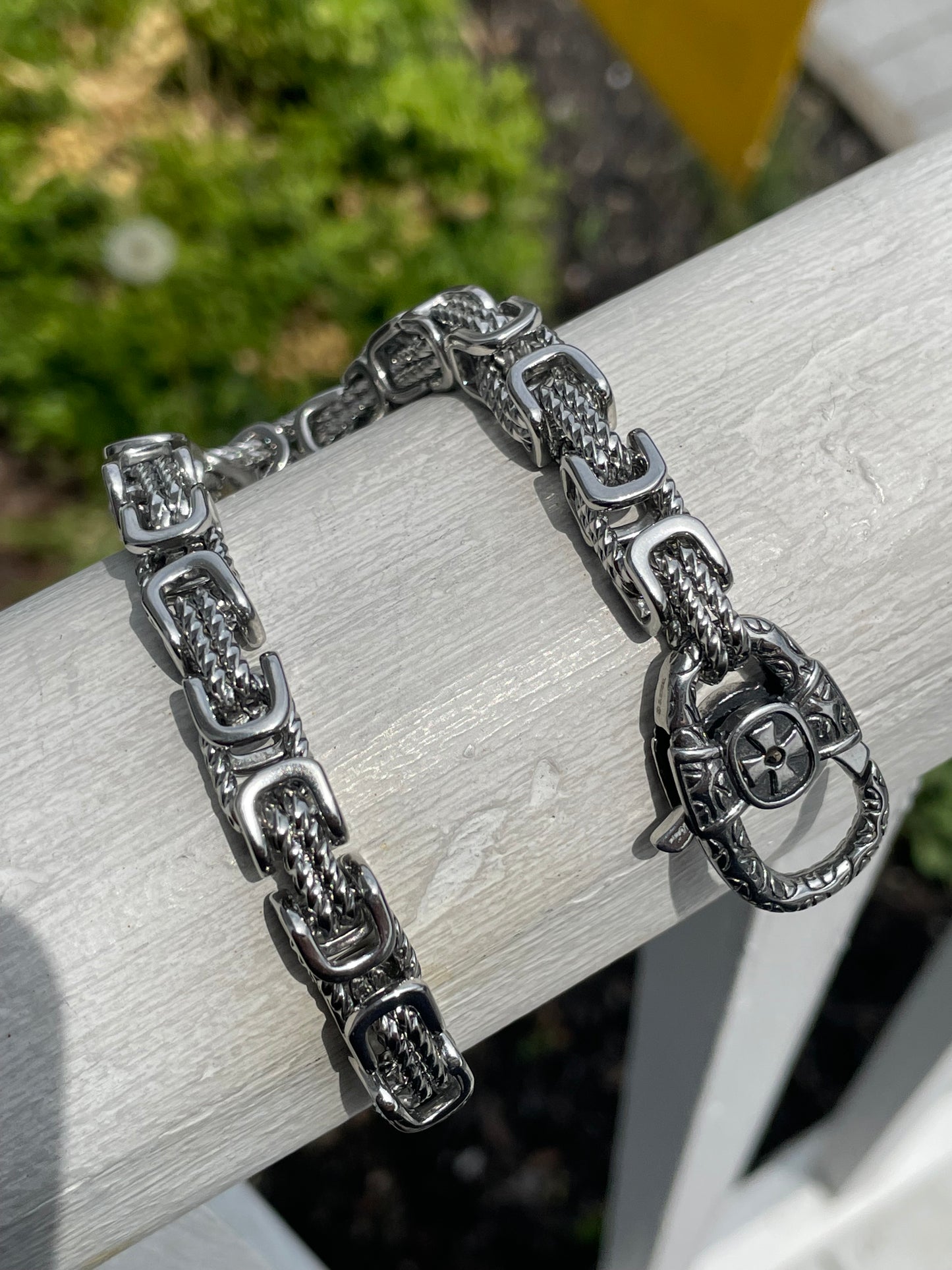 Stainless Steel Iron Cross Link Bracelet 8.5”
