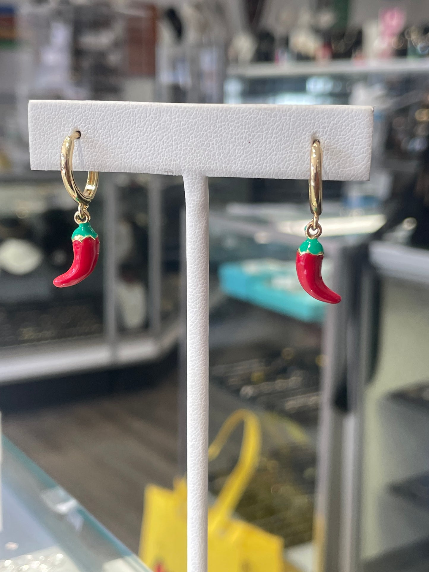 Stainless Steel Vermeil Hot Chili Pepper Dangle Earrings
