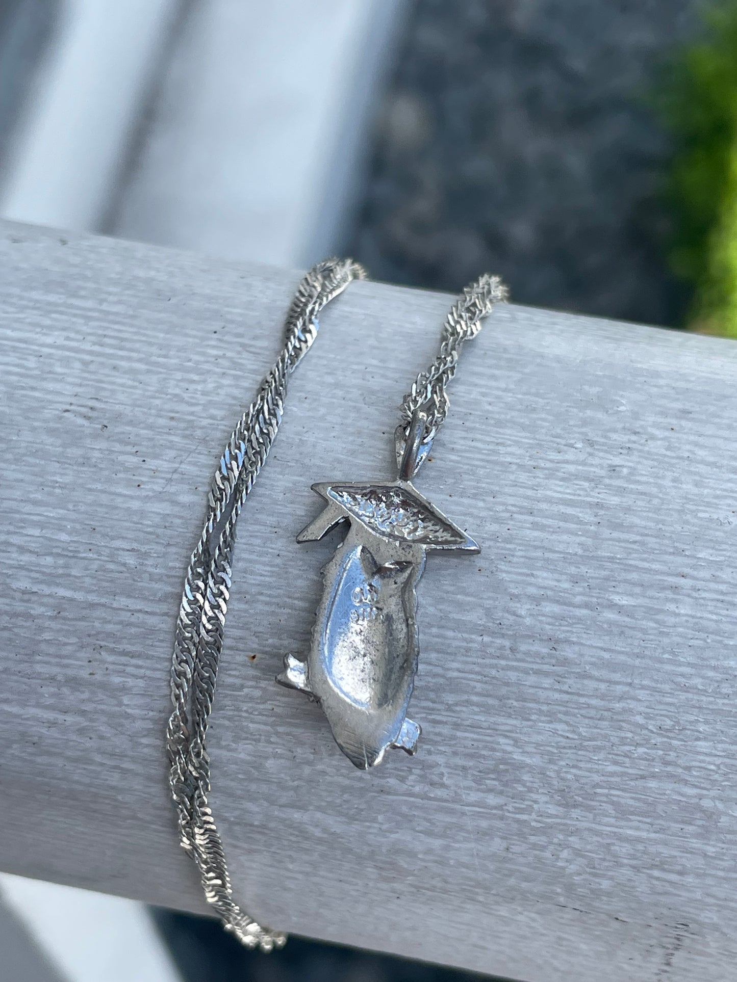 925 Sterling Silver Graduation Owl Necklace 20”