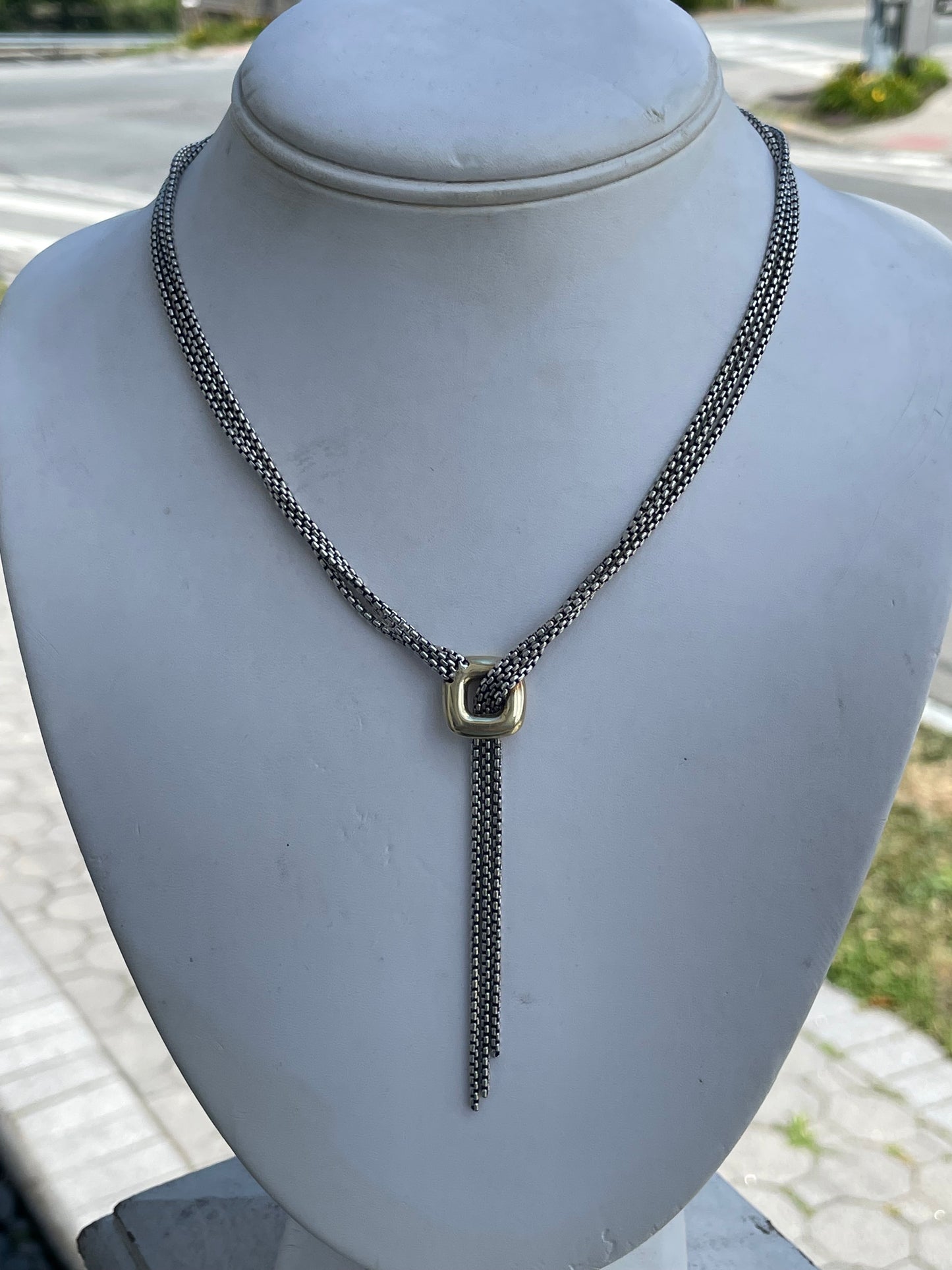 Retired David Yurman Multi Cable Strand Tassel Necklace 15” + 3” plunge