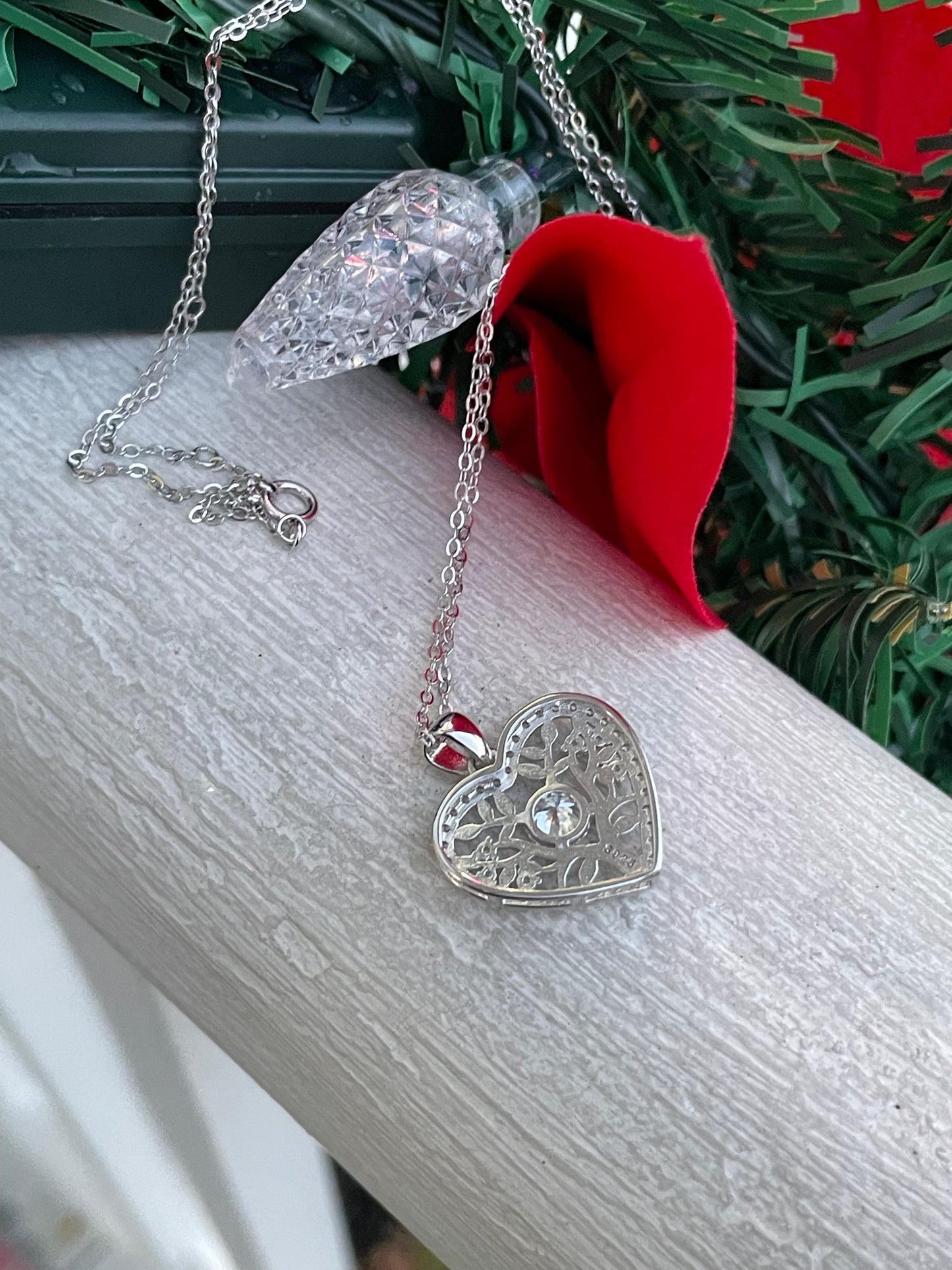 925 Sterling Silver Moisonite Family Tree Heart Necklace