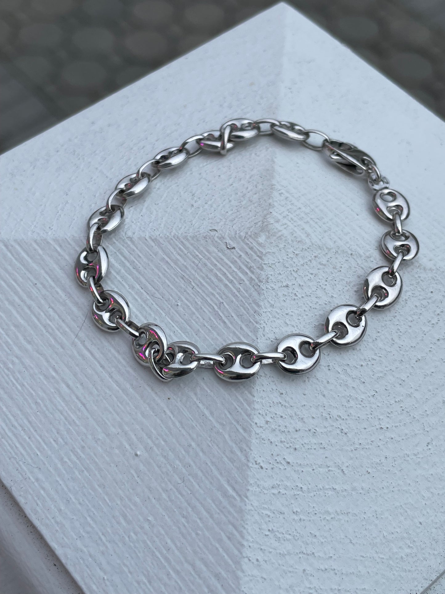 925 Sterling Silver Puff Gucci Link Bracelet 7.25”