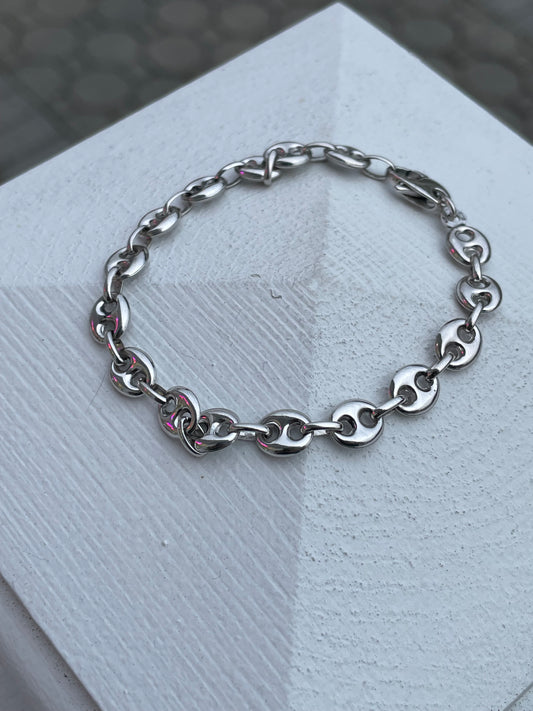 925 Sterling Silver Puff Gucci Link Bracelet 7.25”