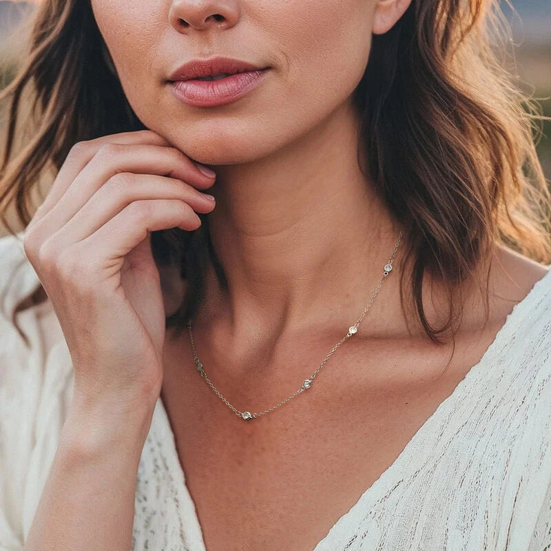 925 Sterling Silver Cz by the Yard 16” Necklace (K3)