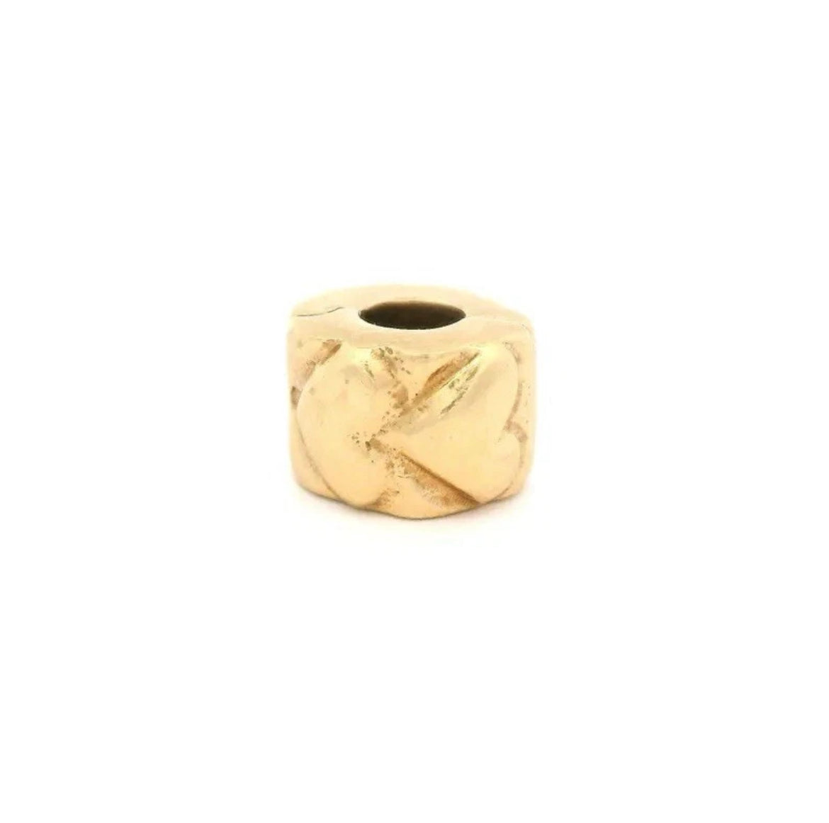 Retired Pandora Solid 14k Yellow Gold Heart Clip Charm 750243