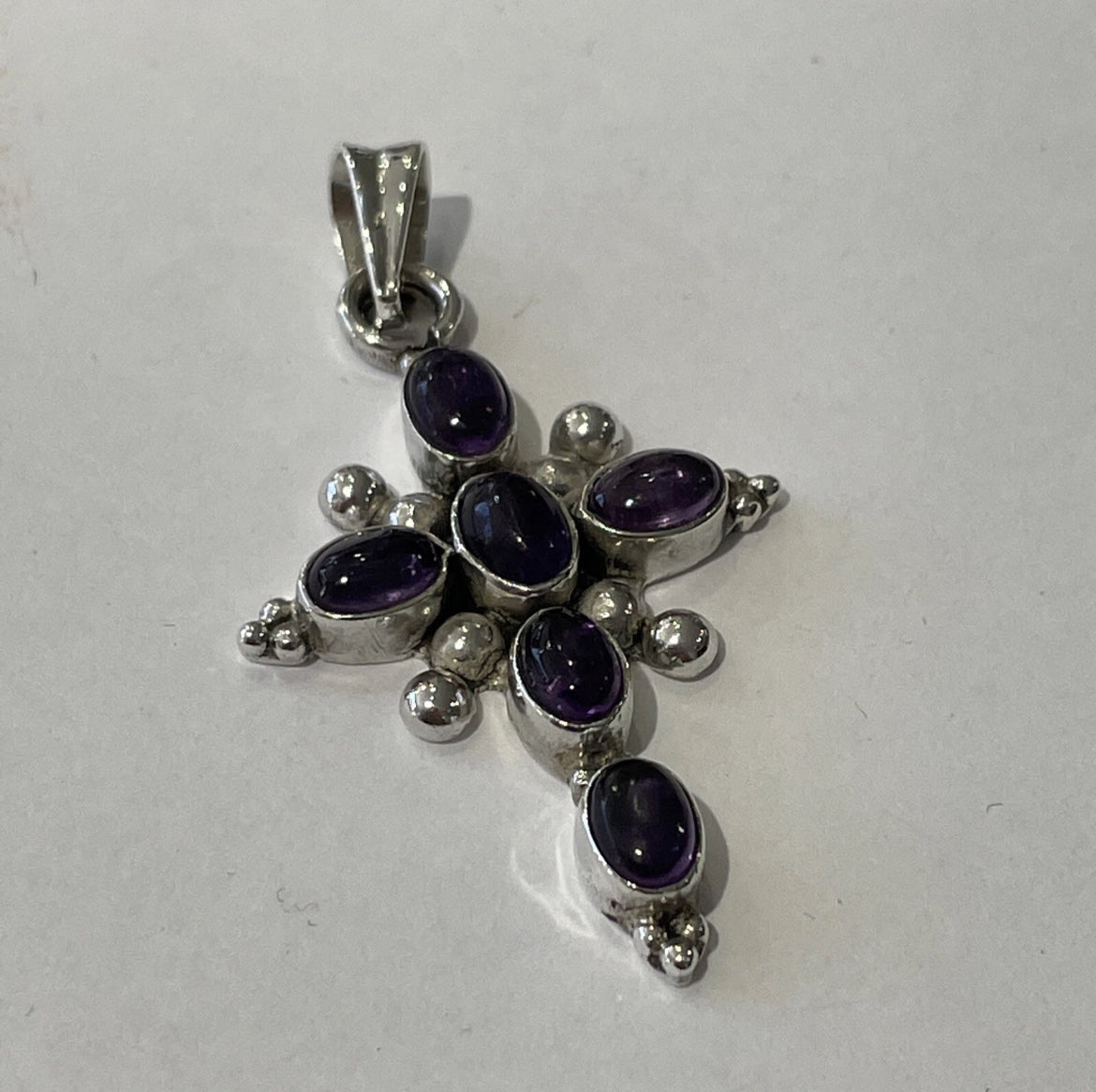 Designer Nikki Butler 925 Sterling Silver Amethyst Cross Pendant