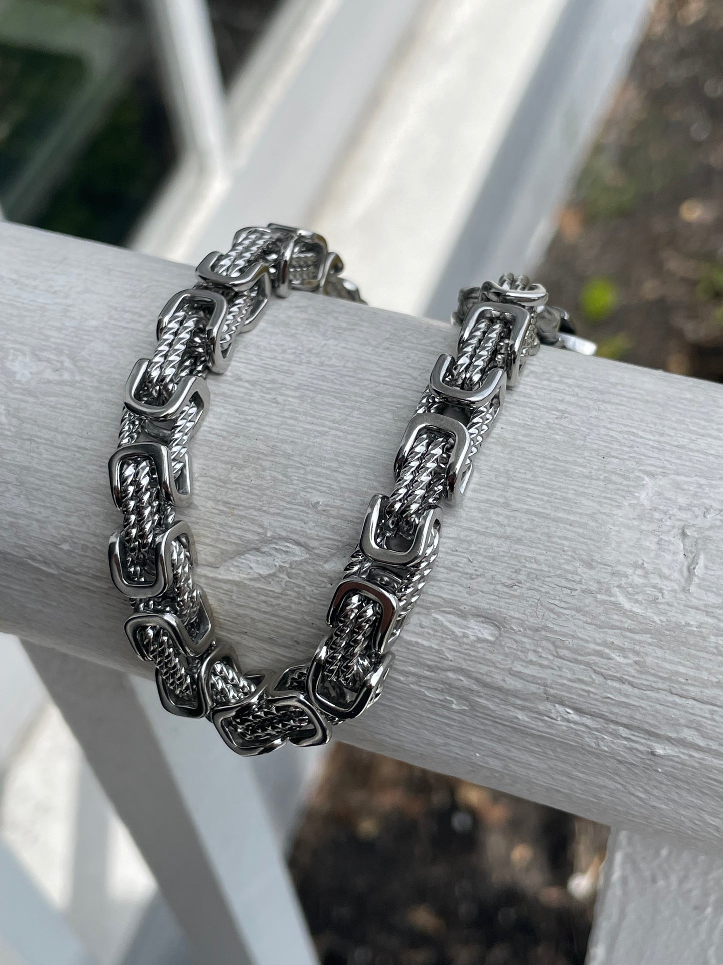 Stainless Steel Iron Cross Link Bracelet 8.5”