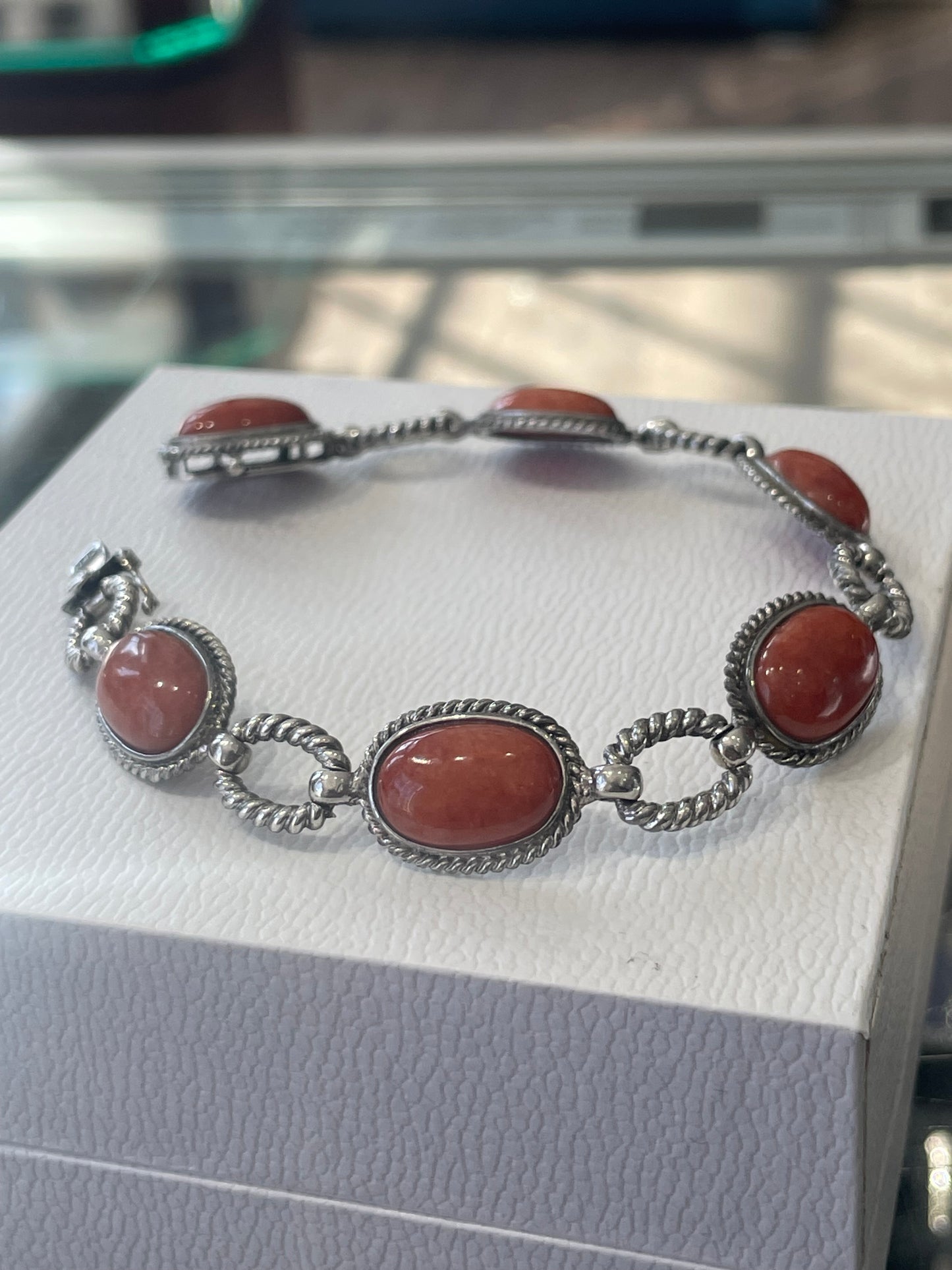 925 Sterling Silver Spiny Oyster Cable Station Bracelet