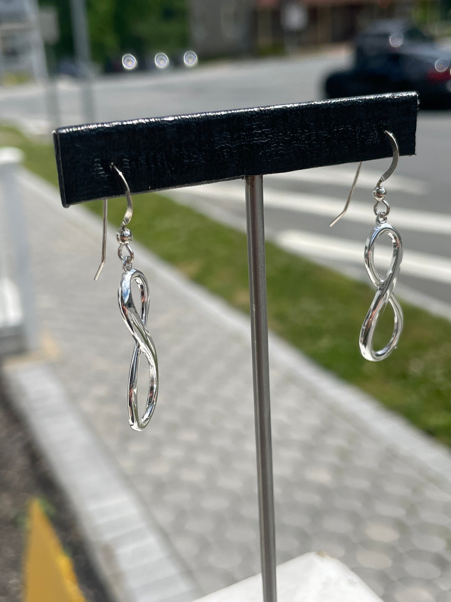 925 Sterling Silver Vertical Infinity Dangle Earrings