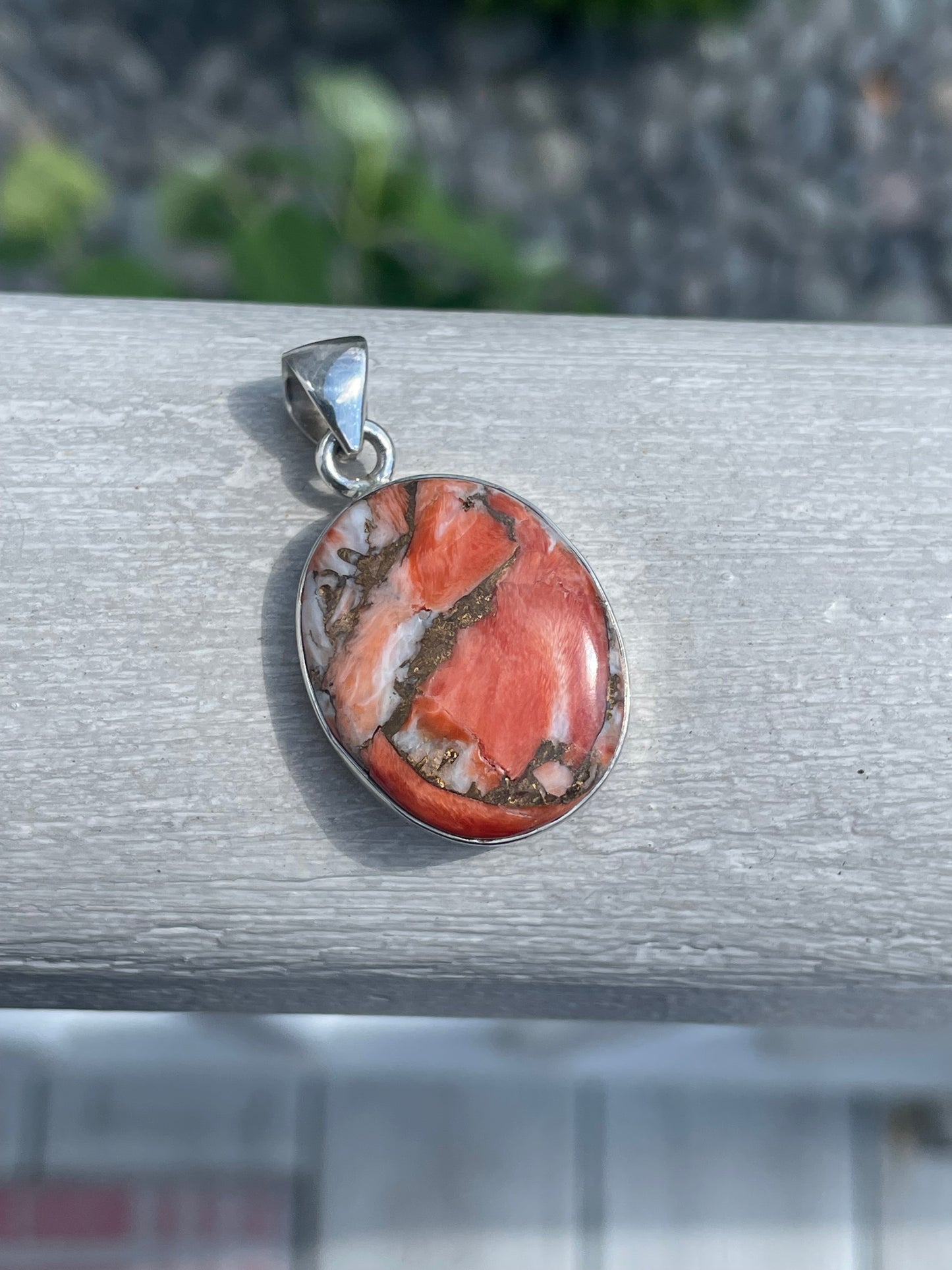 925 Sterling Silver Large Magliano Jasper Stone Pendant