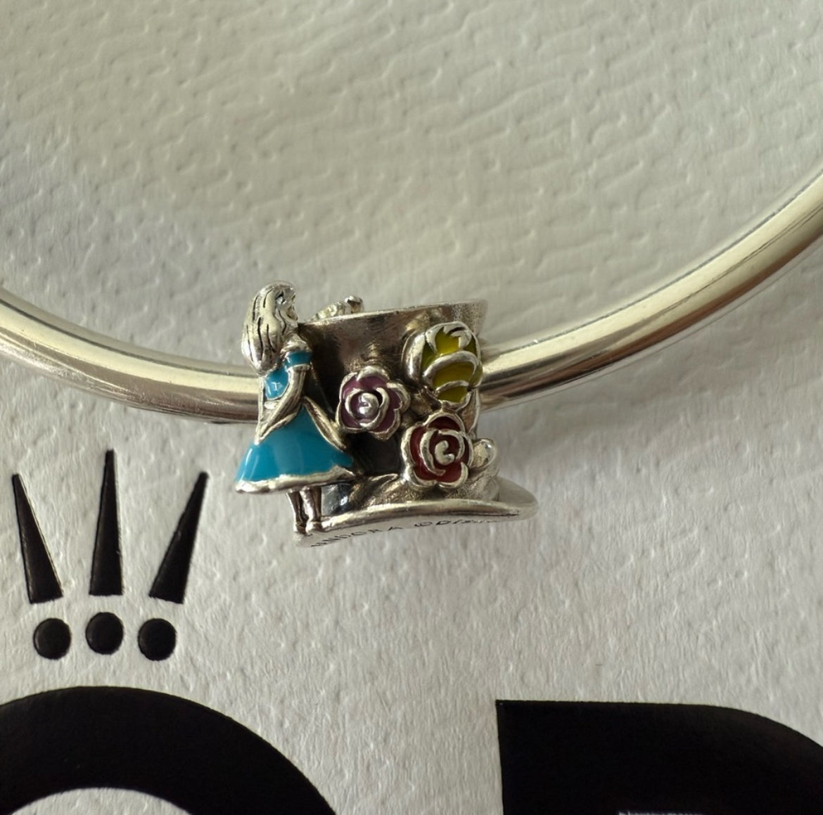 Retired Pandora x Disney Parks Exclusive Alice in Wonderland Mad Hatter Charm