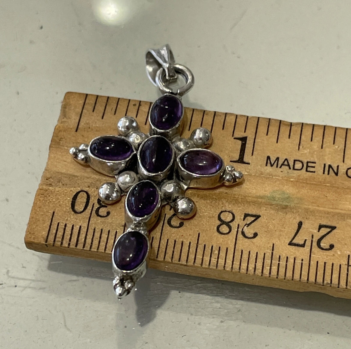 Designer Nikki Butler 925 Sterling Silver Amethyst Cross Pendant