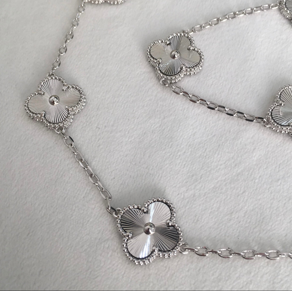Stainless Steel Van Cleef lookalike 10 station quatrefoil Alhambra necklace