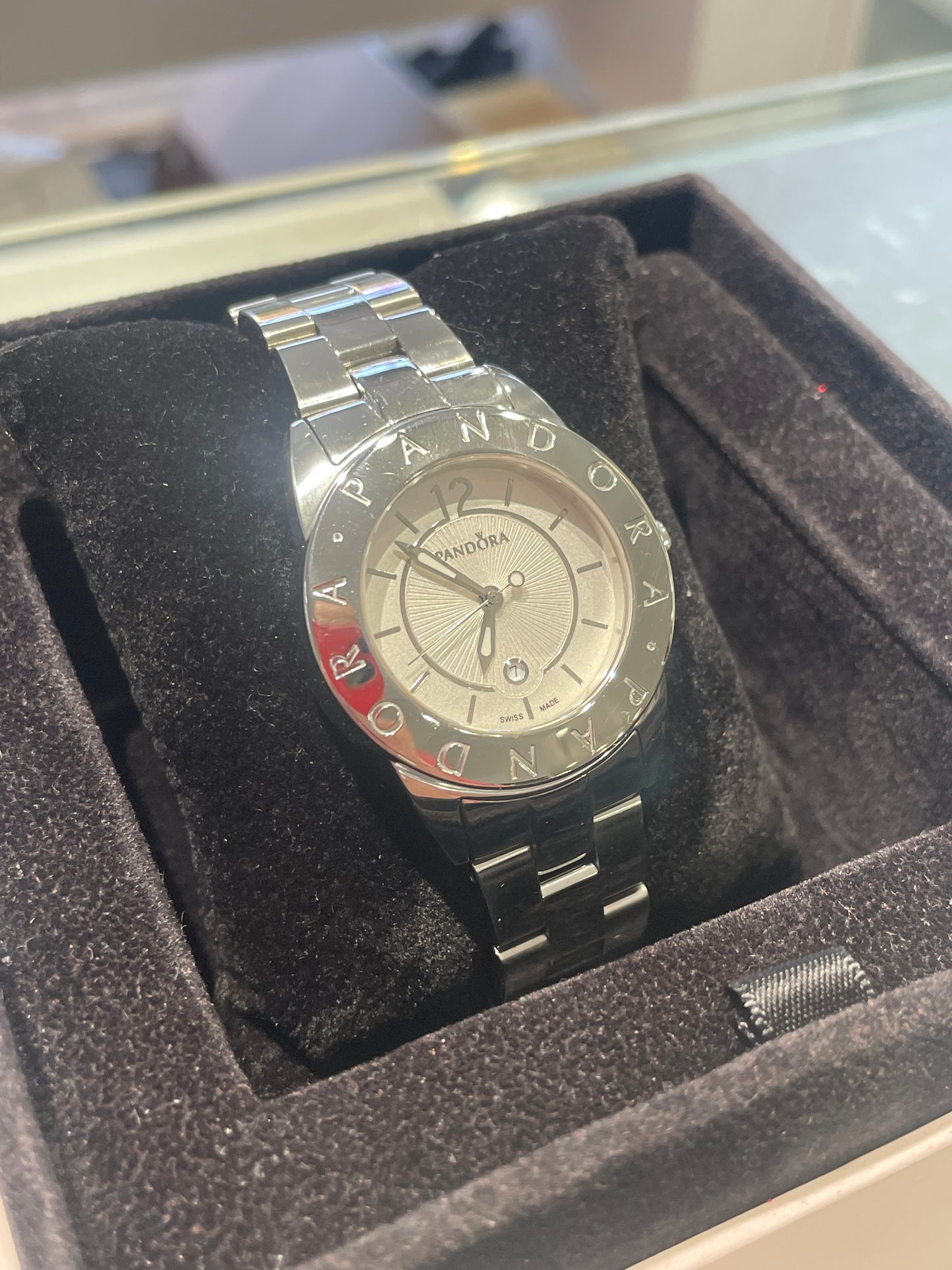 Retired Pandora Stainless Steel Imagine Watch w/ Extra Diamond Bezel and Extra Links