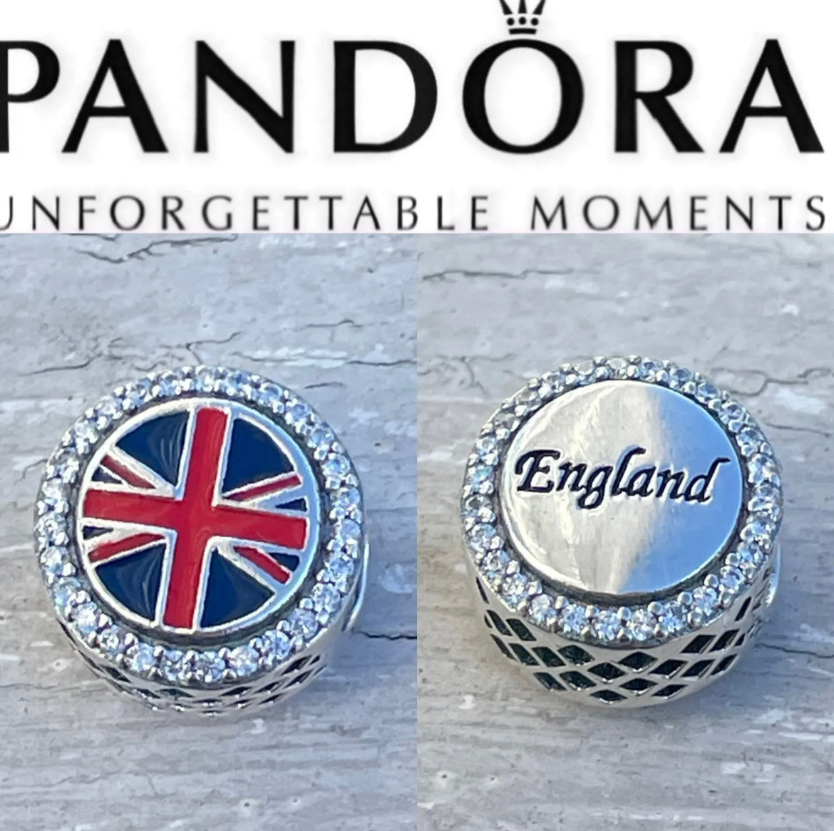 Pandora England British Flag exclusive button charm