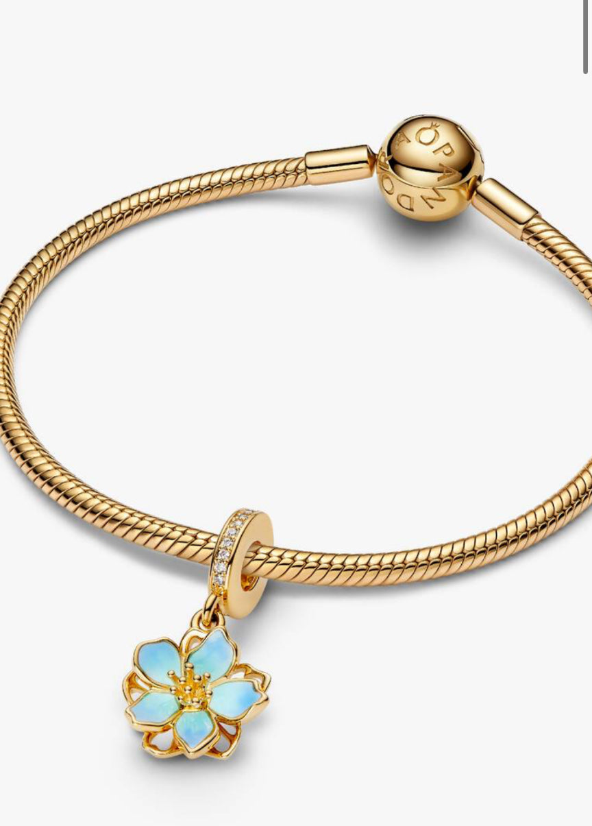 Pandora Shine Blue Cherry Blossom Dangle Flower Charm 760667C01