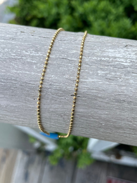 10k Gold Moon Cut Beaded Anklet